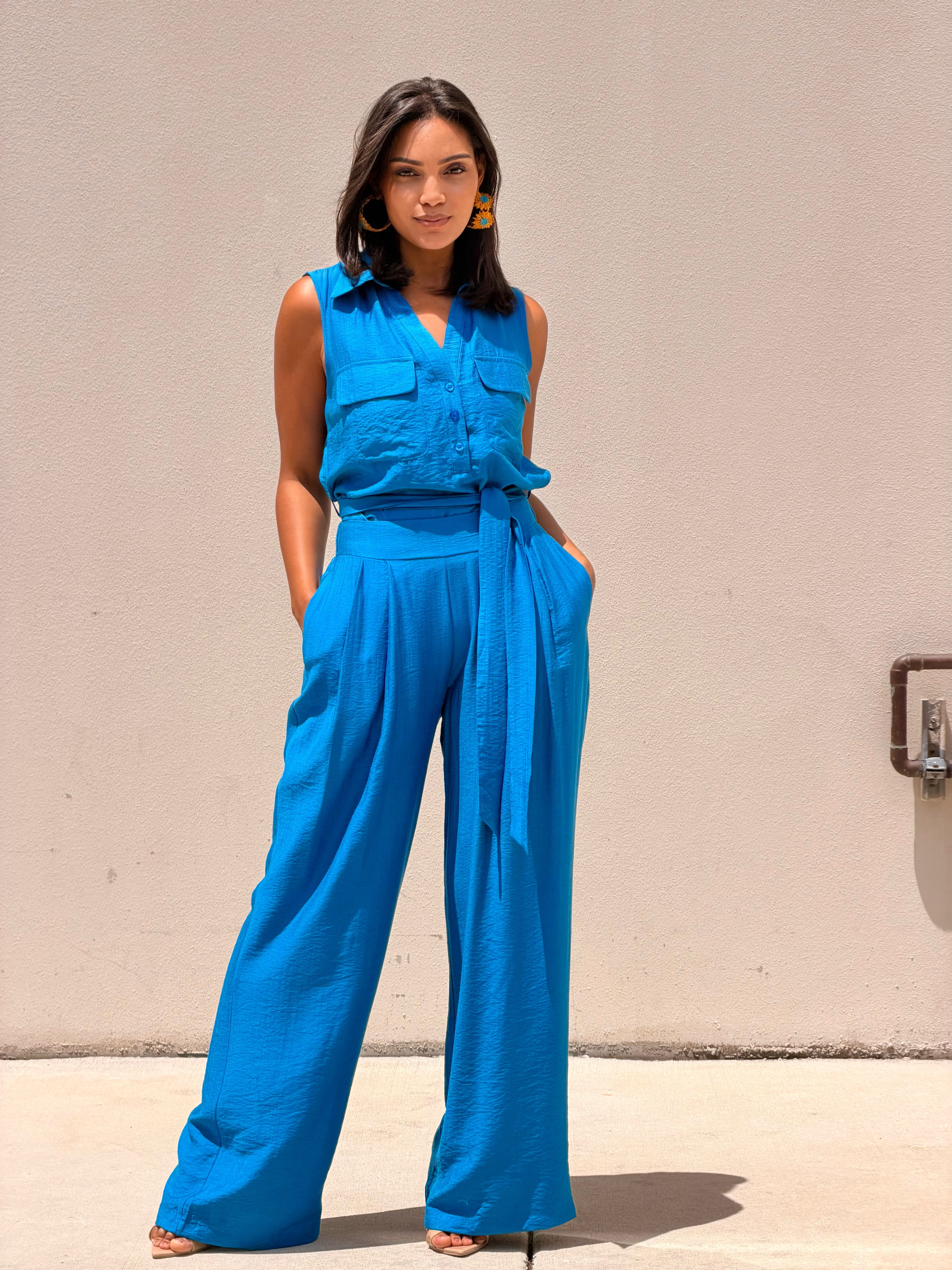 Belted Two Piece Lounge Set