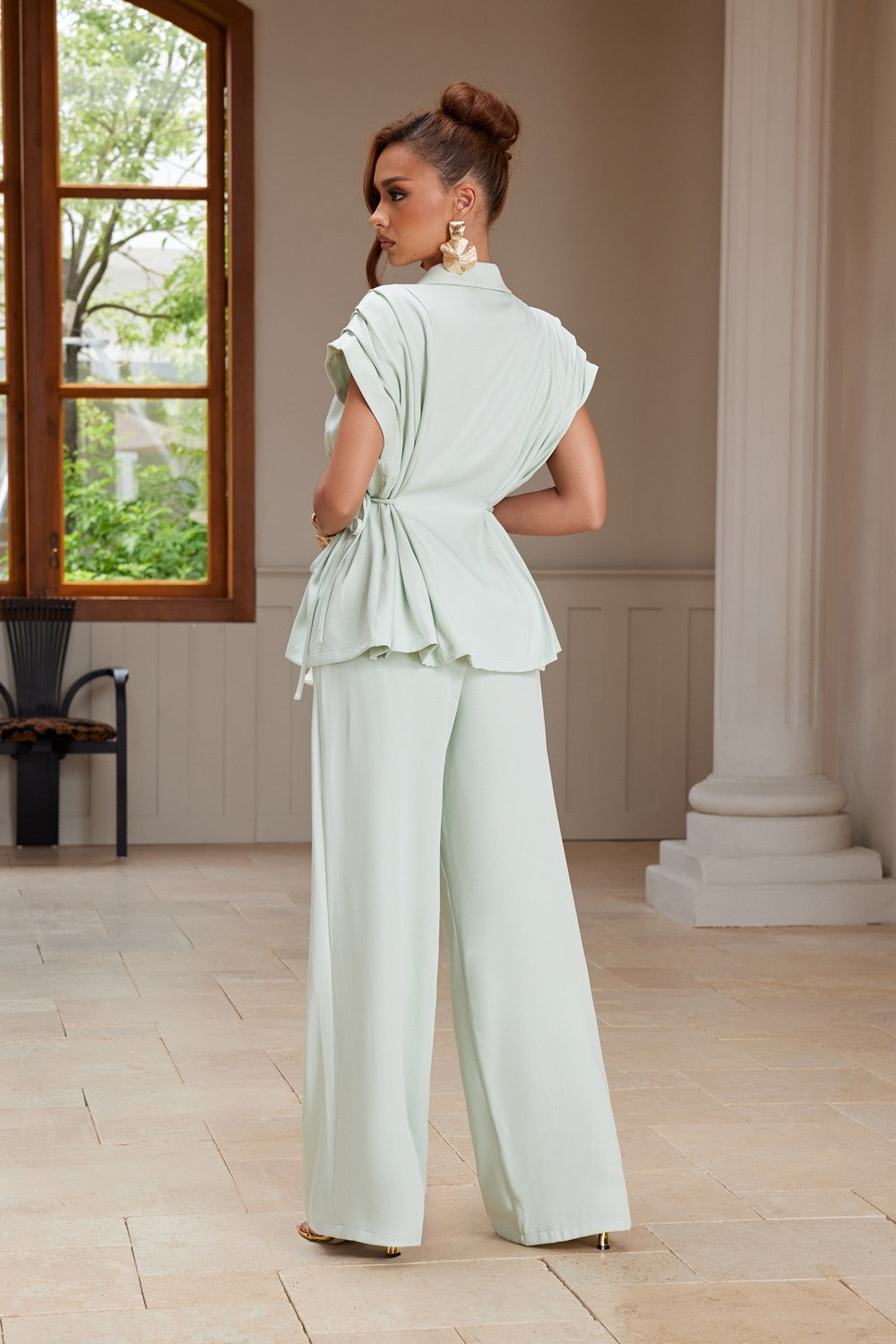 Urban Sophisticated Ruched Waist Pants Set