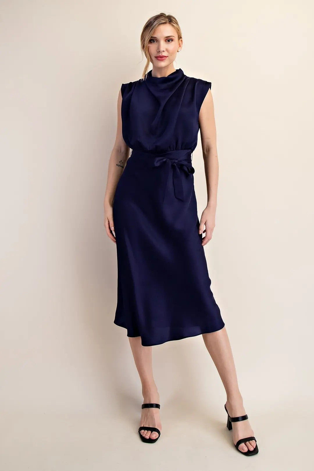 New Cowl Neck Midi Dress