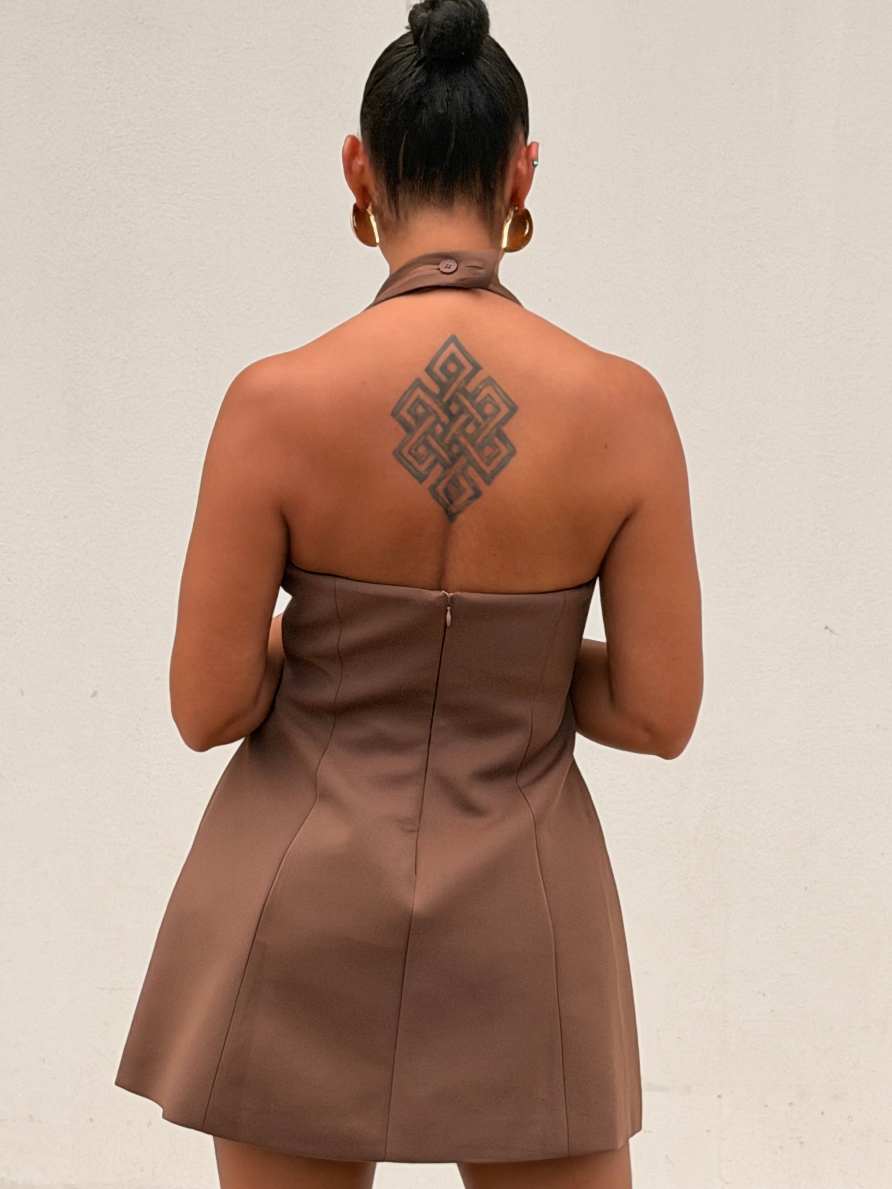 Sculpted Halter Mini Dress