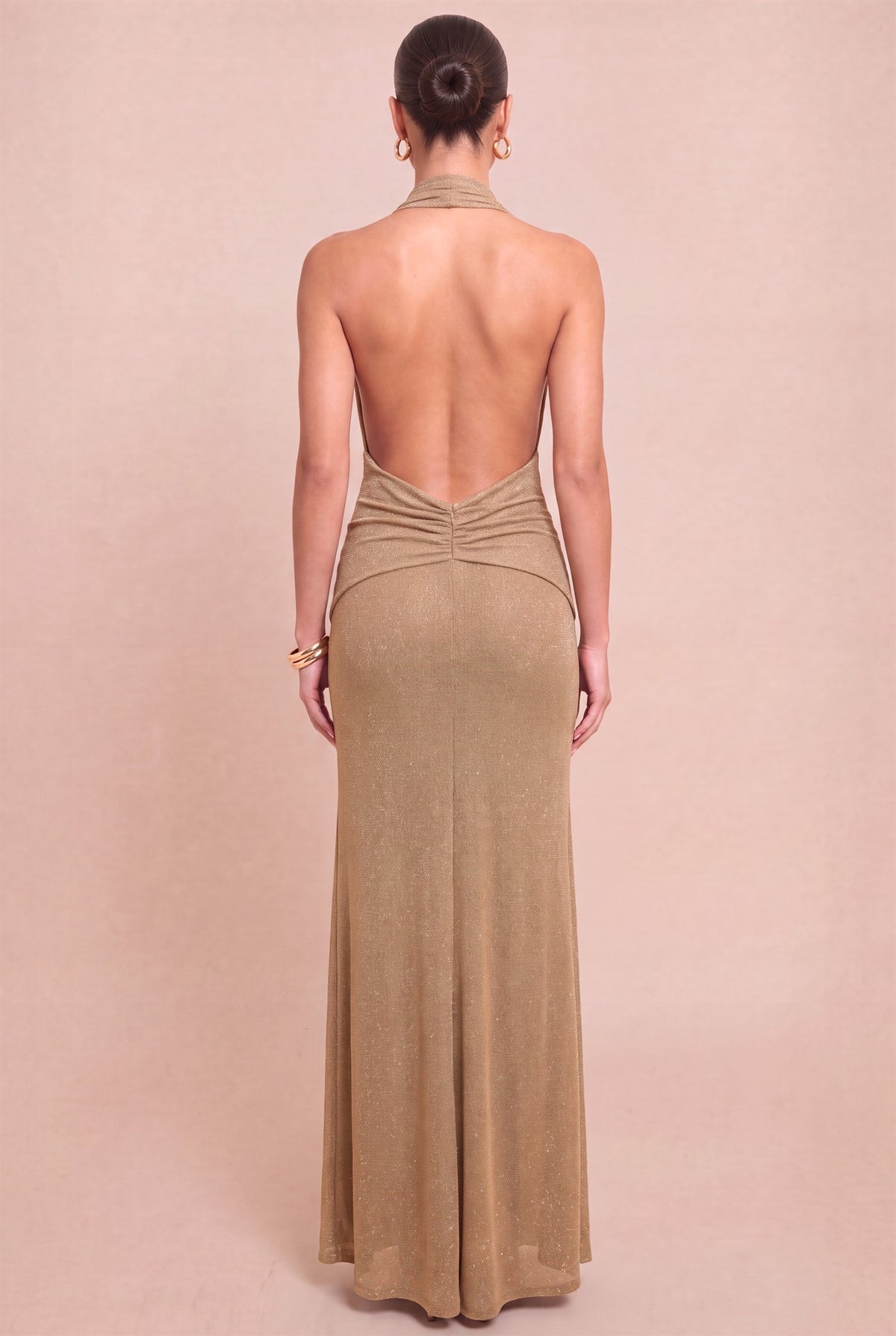 Metallic Halter Maxi Dress