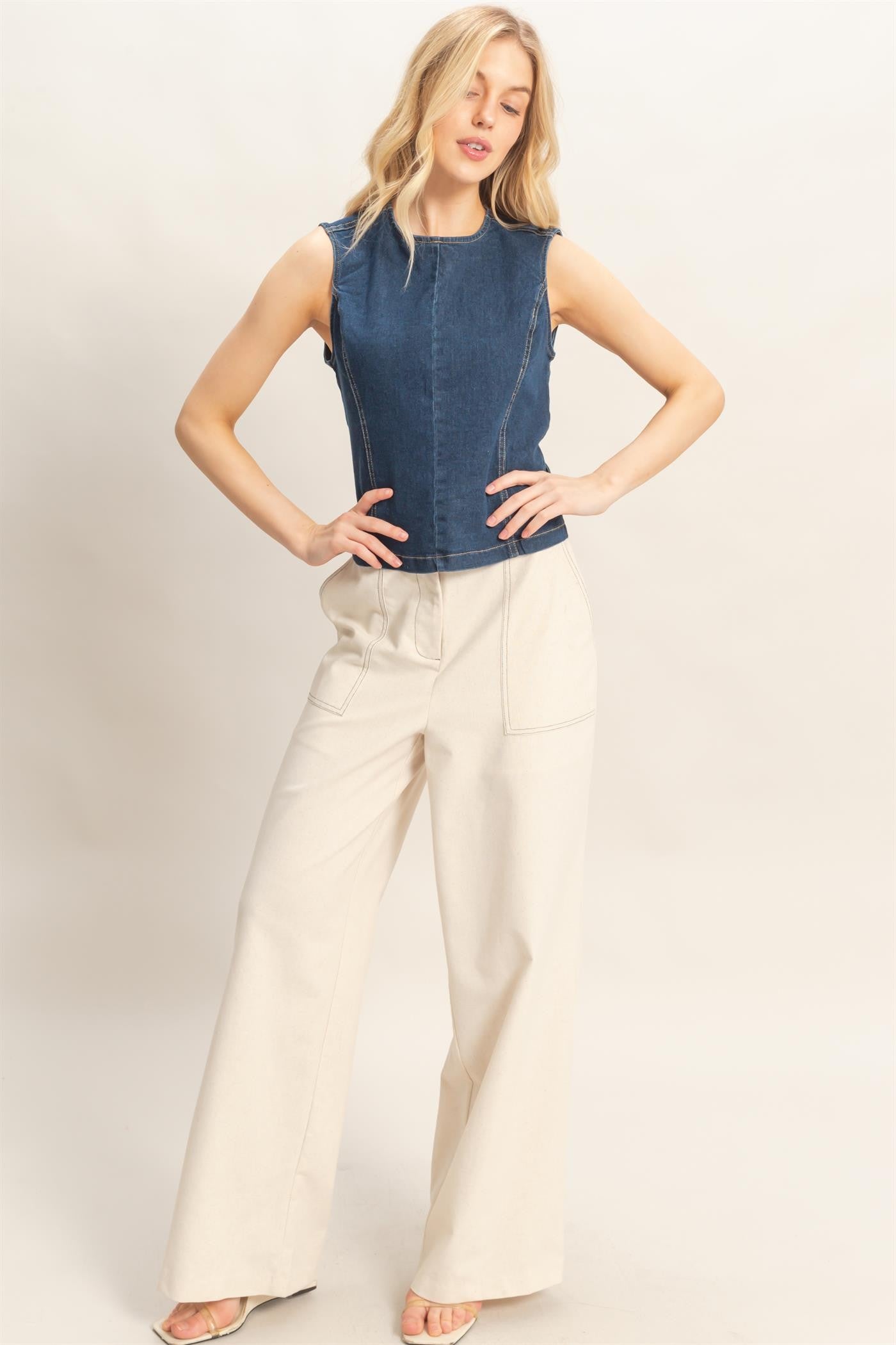 Sleeveless Denim Top