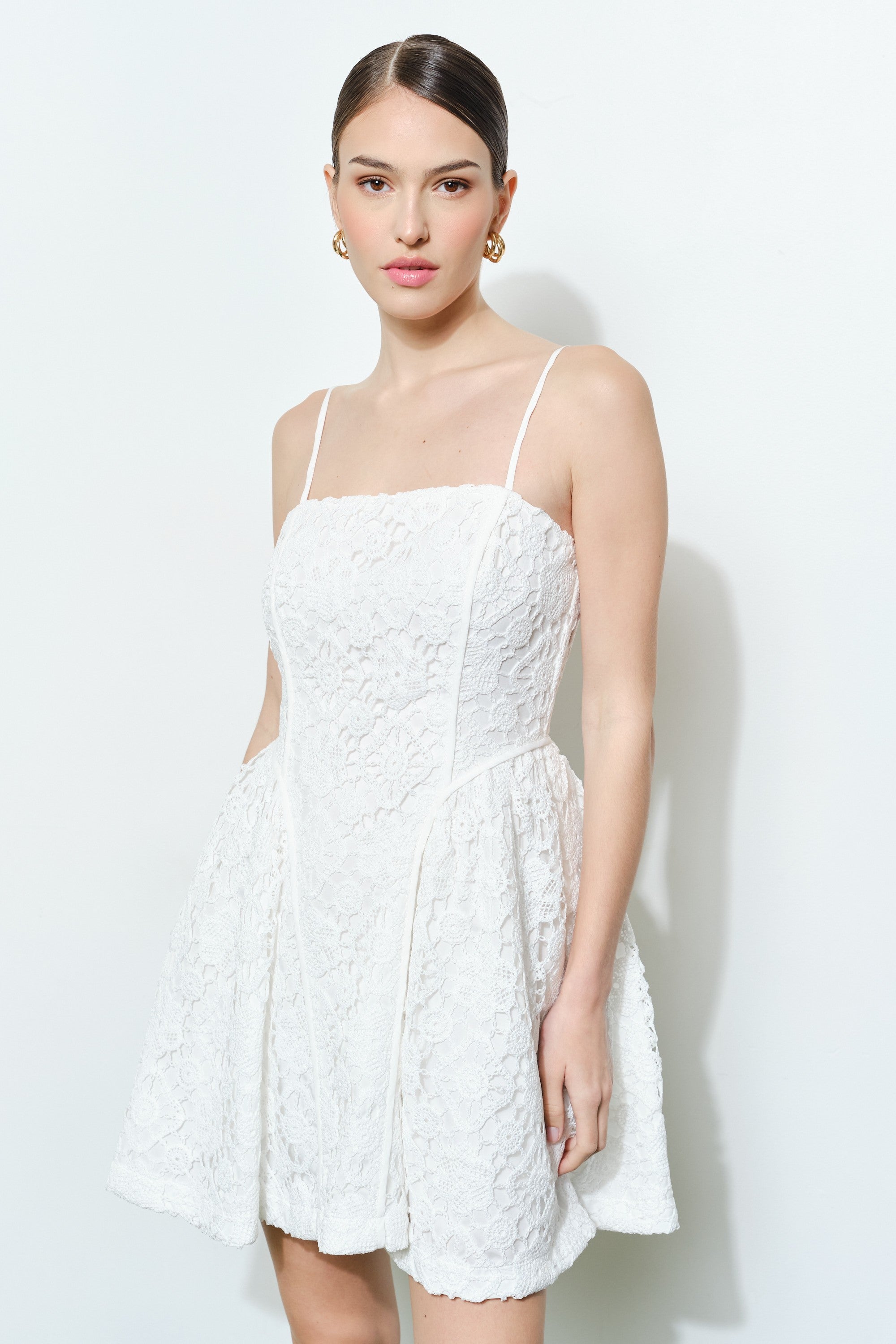 View Details Romantic Floral Lace Spaghetti Straps Mini Dress