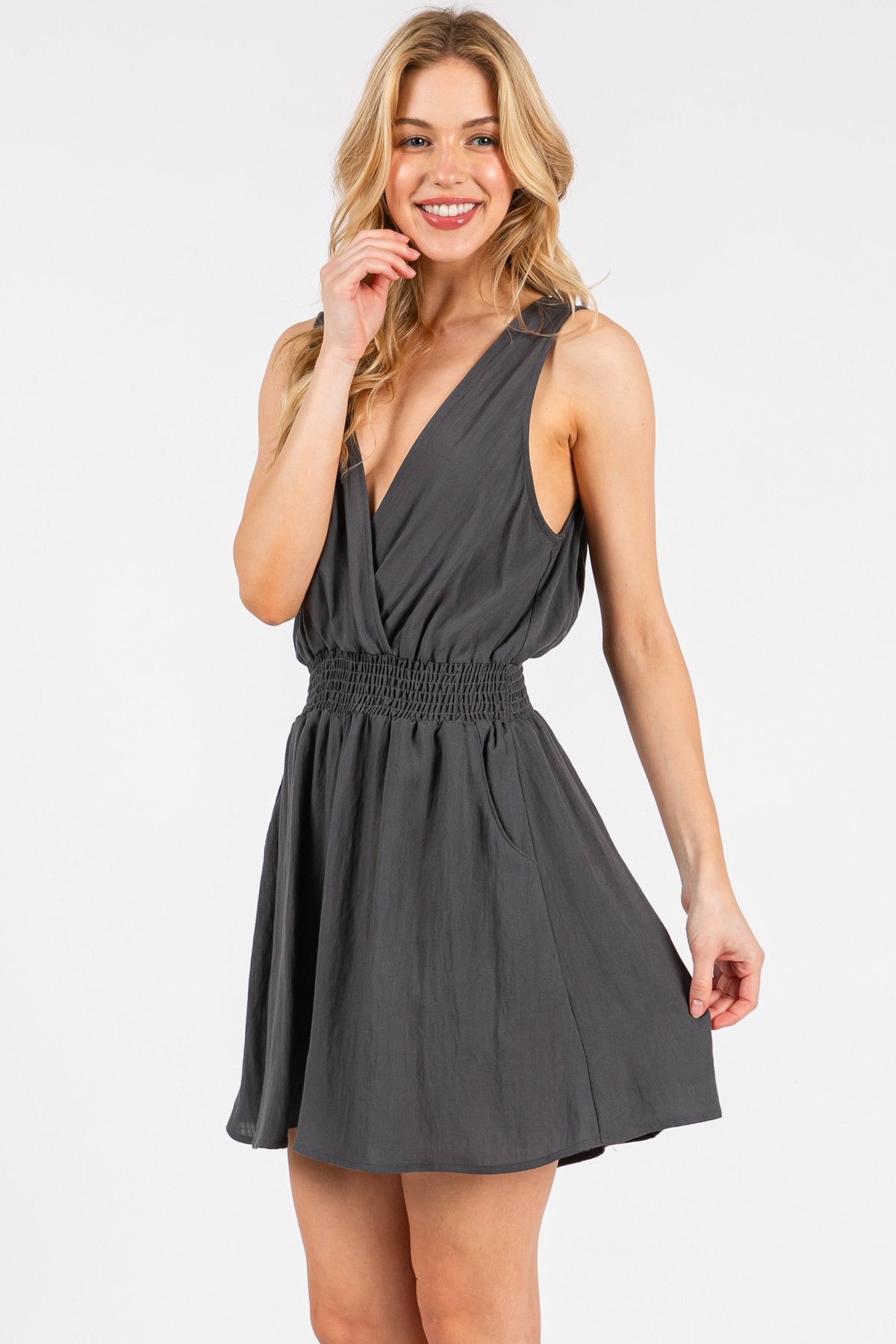 Waist Smocked Sleeveless Romper