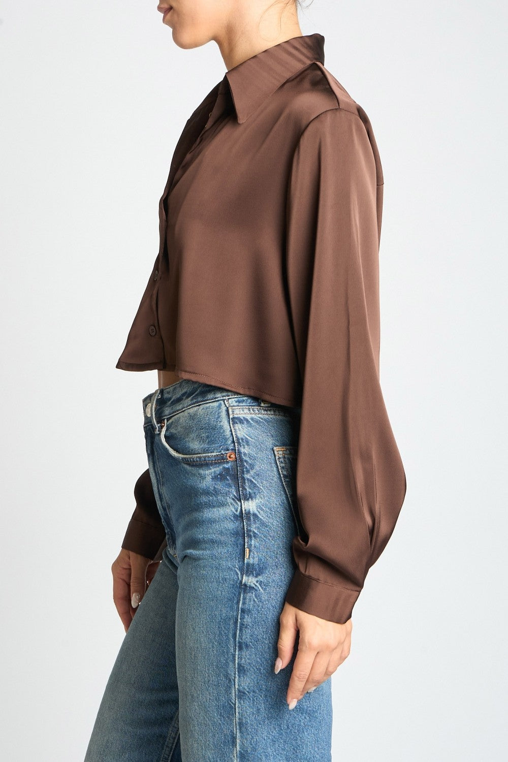 Cropped Satin Blouse