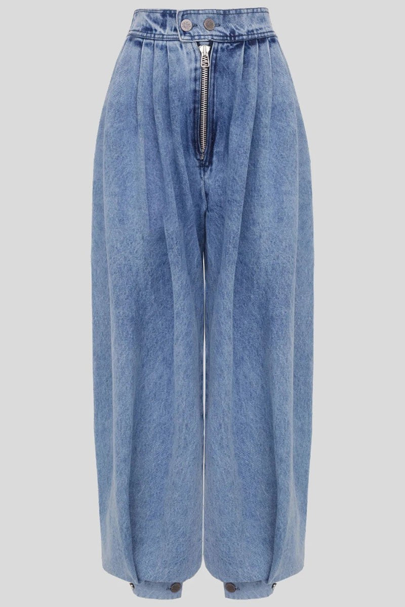High-waisted Wide-leg Denim Pants