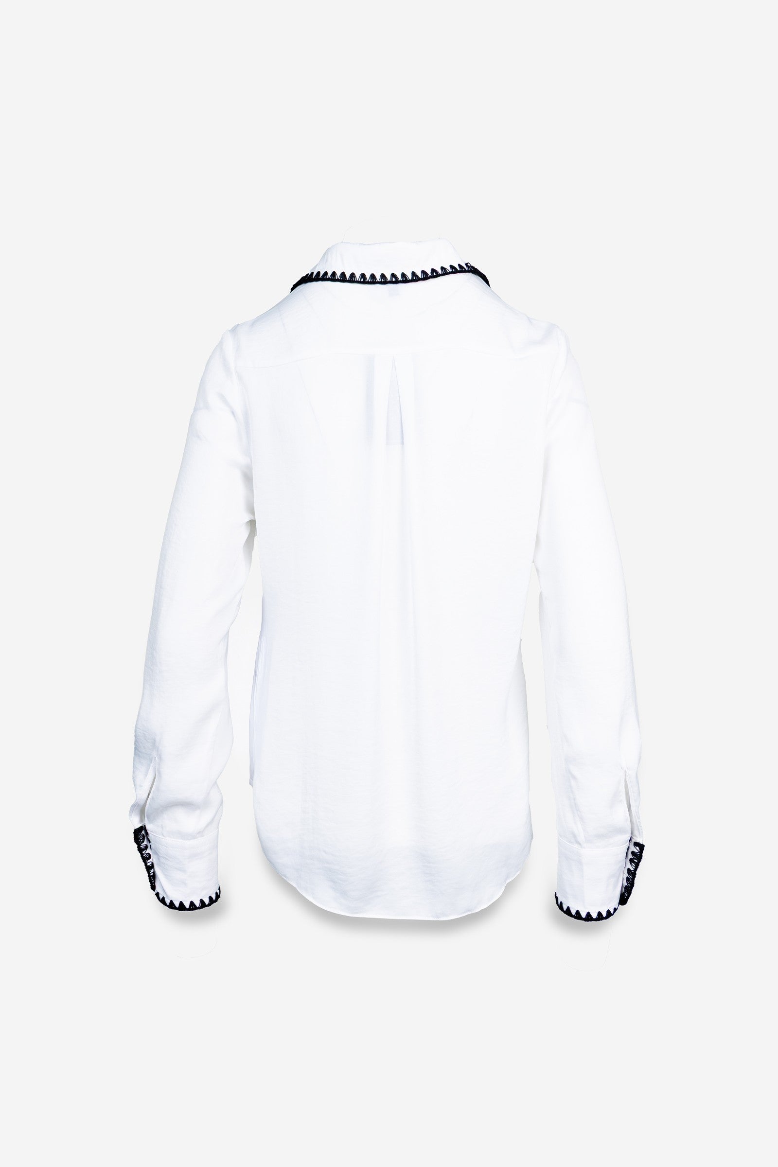 Blanket-stitch Silky Button-up Blouse