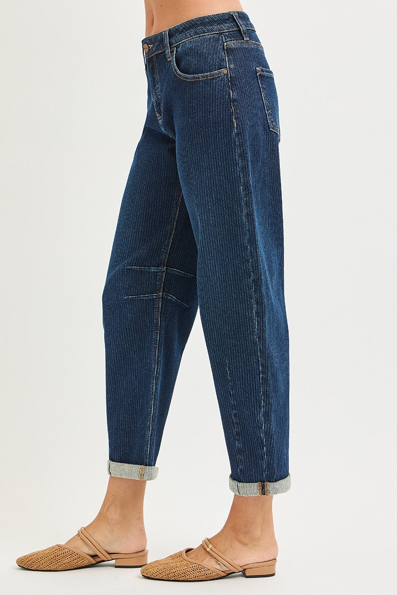 Slouchy Crop Barrel Textured Jeans