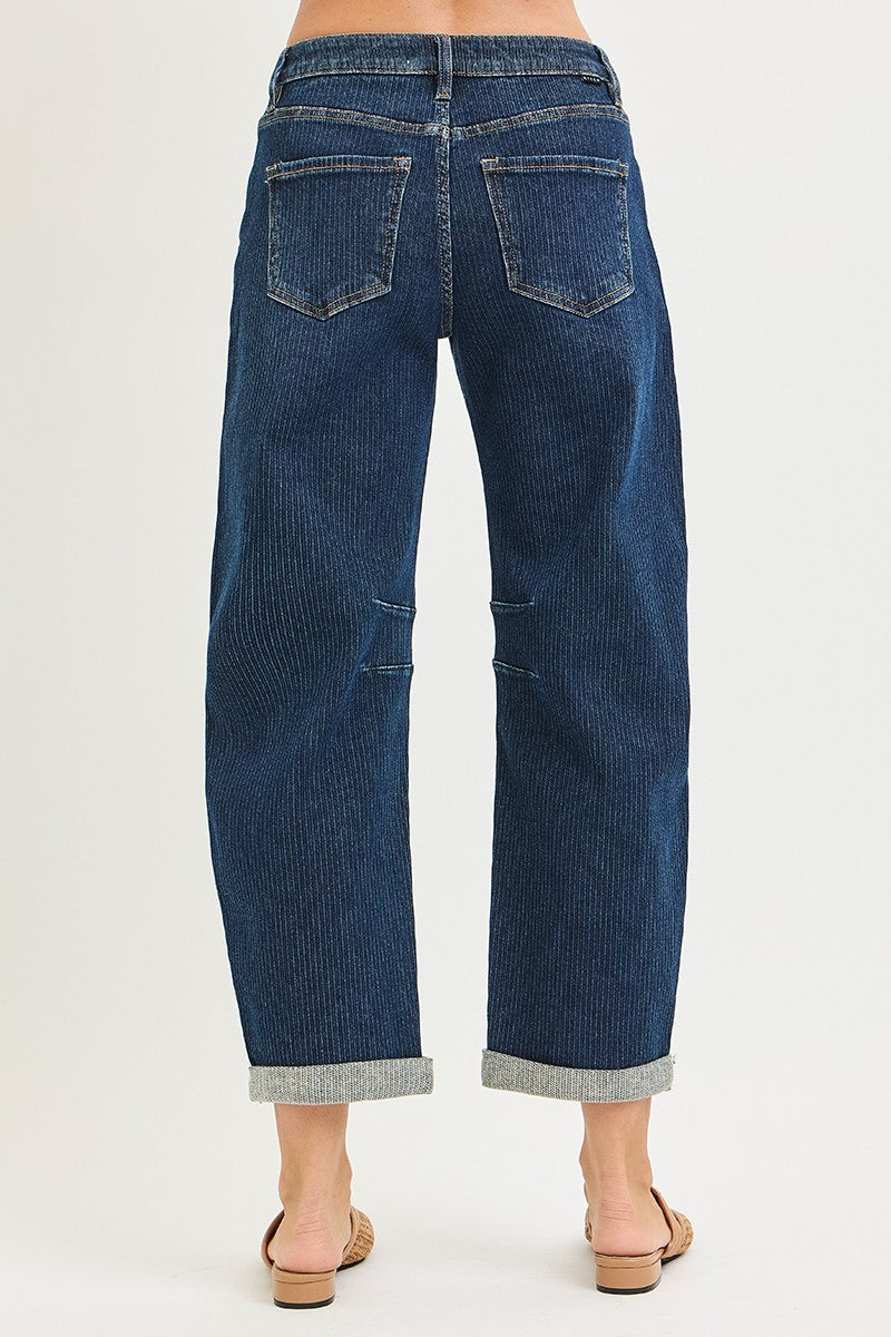 Slouchy Crop Barrel Textured Jeans