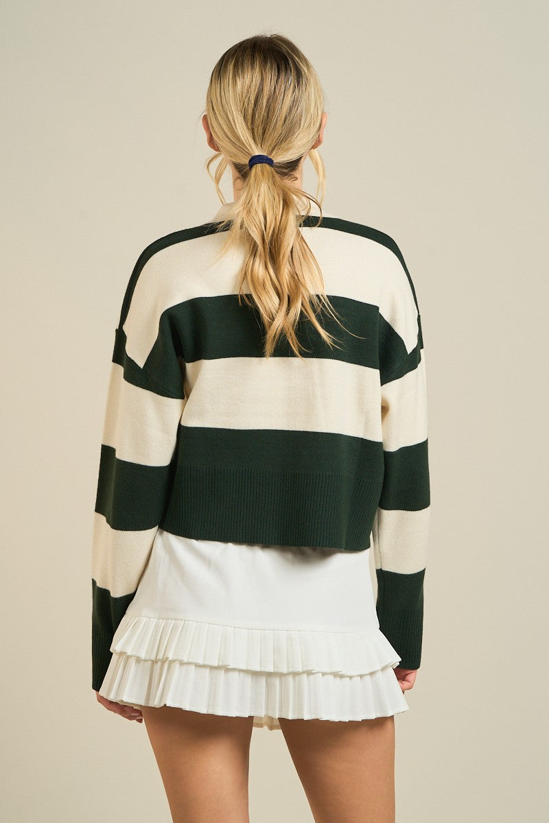 Striped Collared Knit Sweater