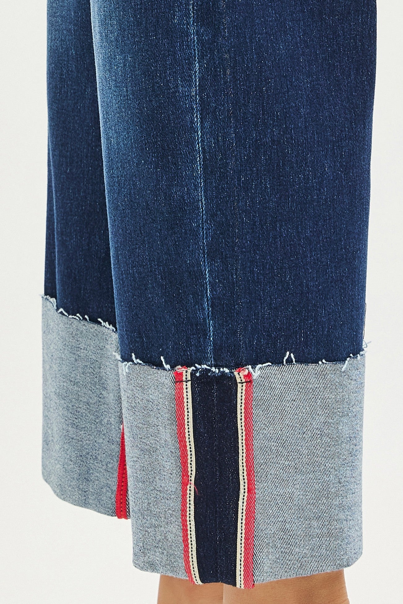 Tummy Contorl Mid Rise Crop Wide Cuffed Jeans