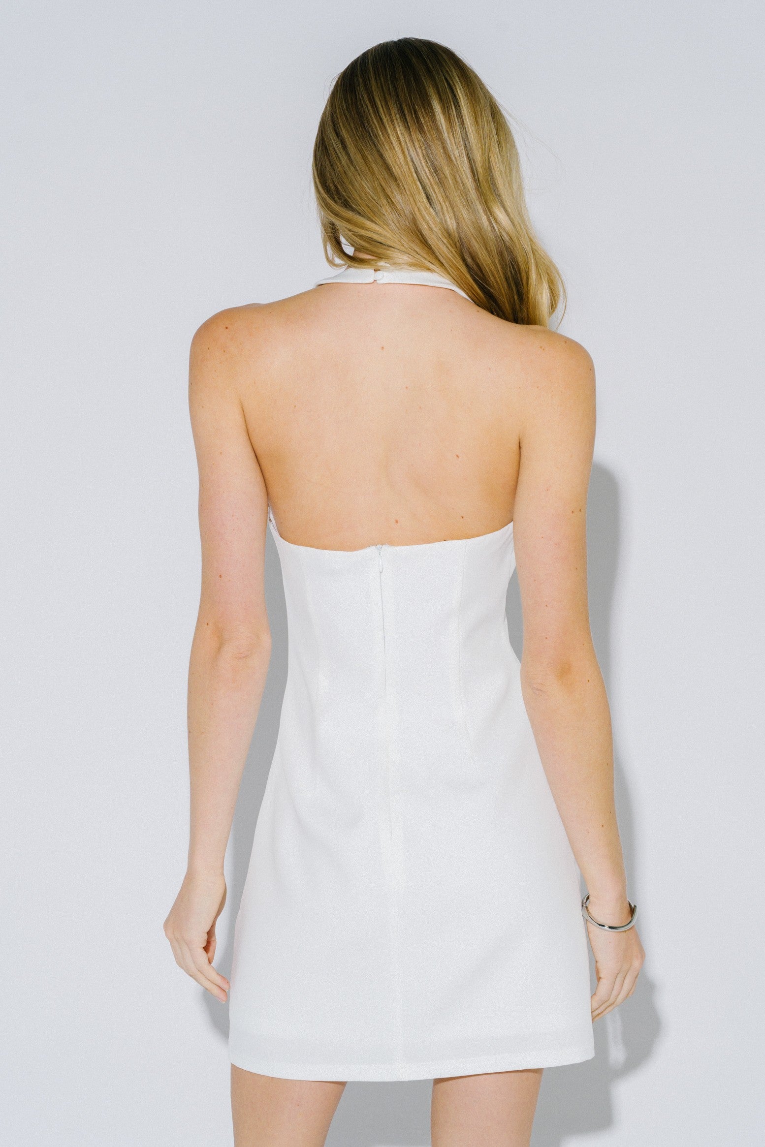 Cut Out Plunging Halter Mini Dress