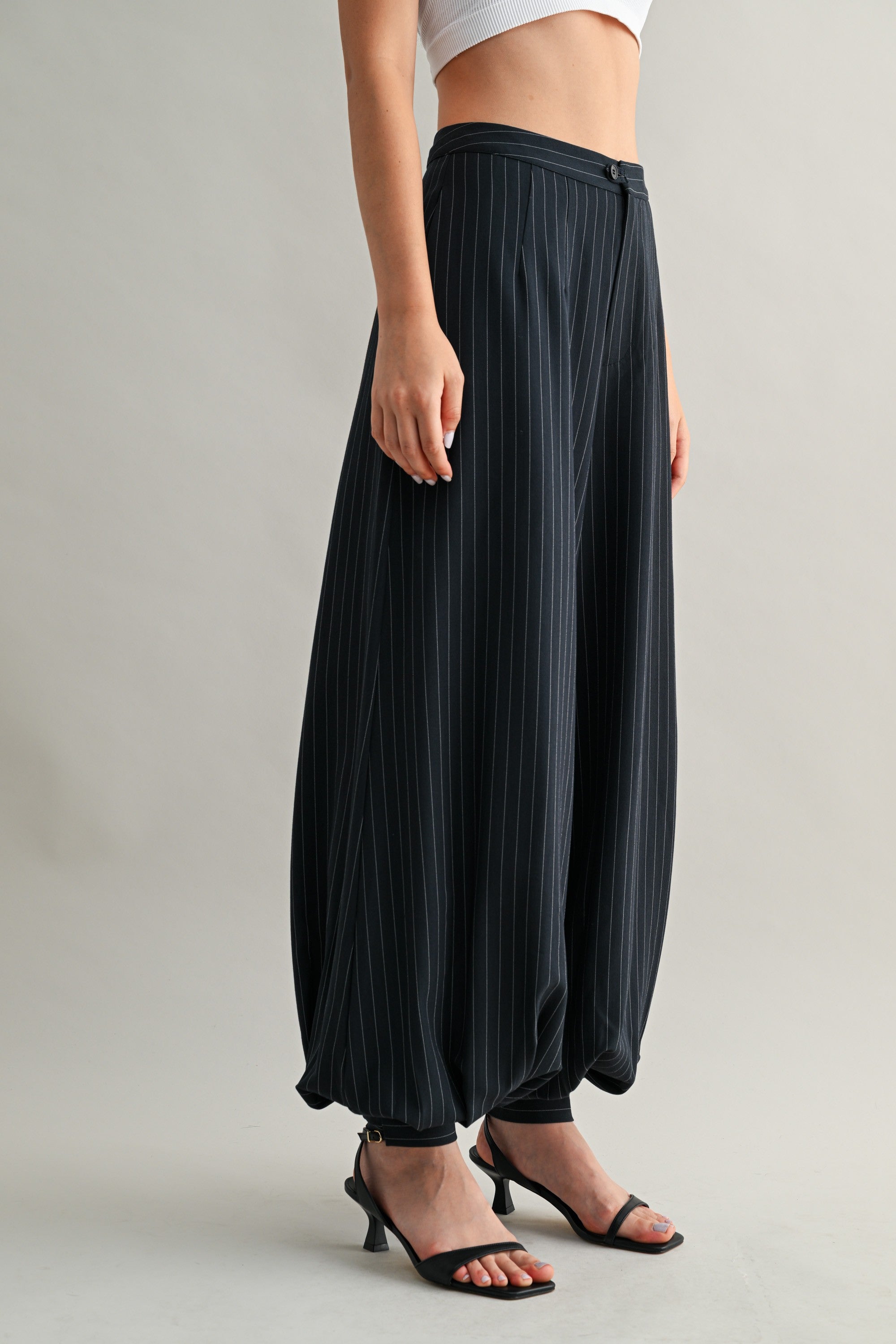 Pinstripe High Waisted Balloon Pants