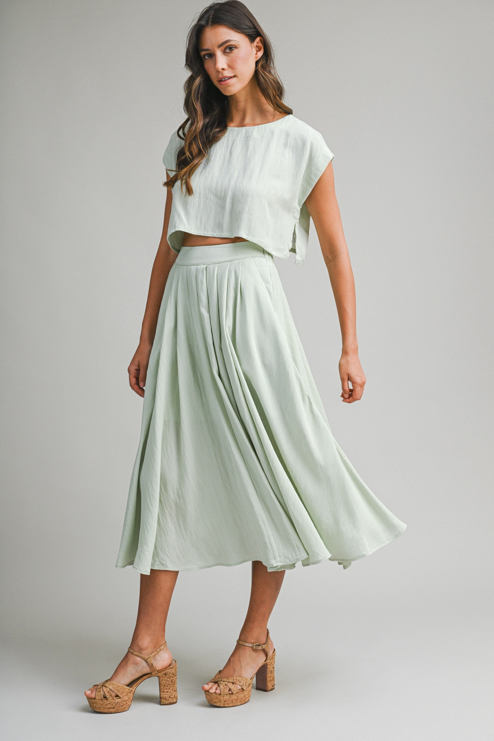 Crop Top And Midi Skirt Set