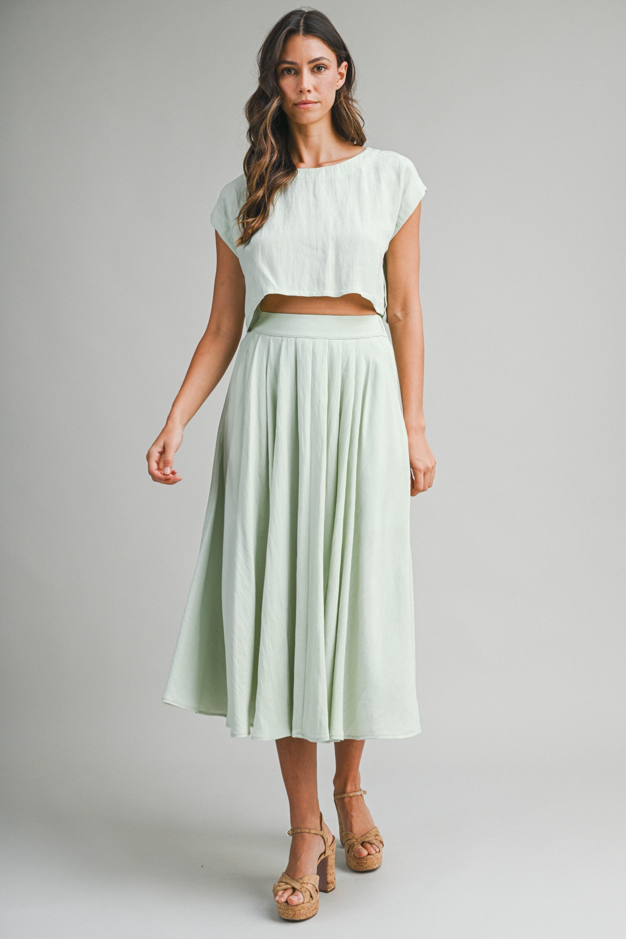 Crop Top And Midi Skirt Set