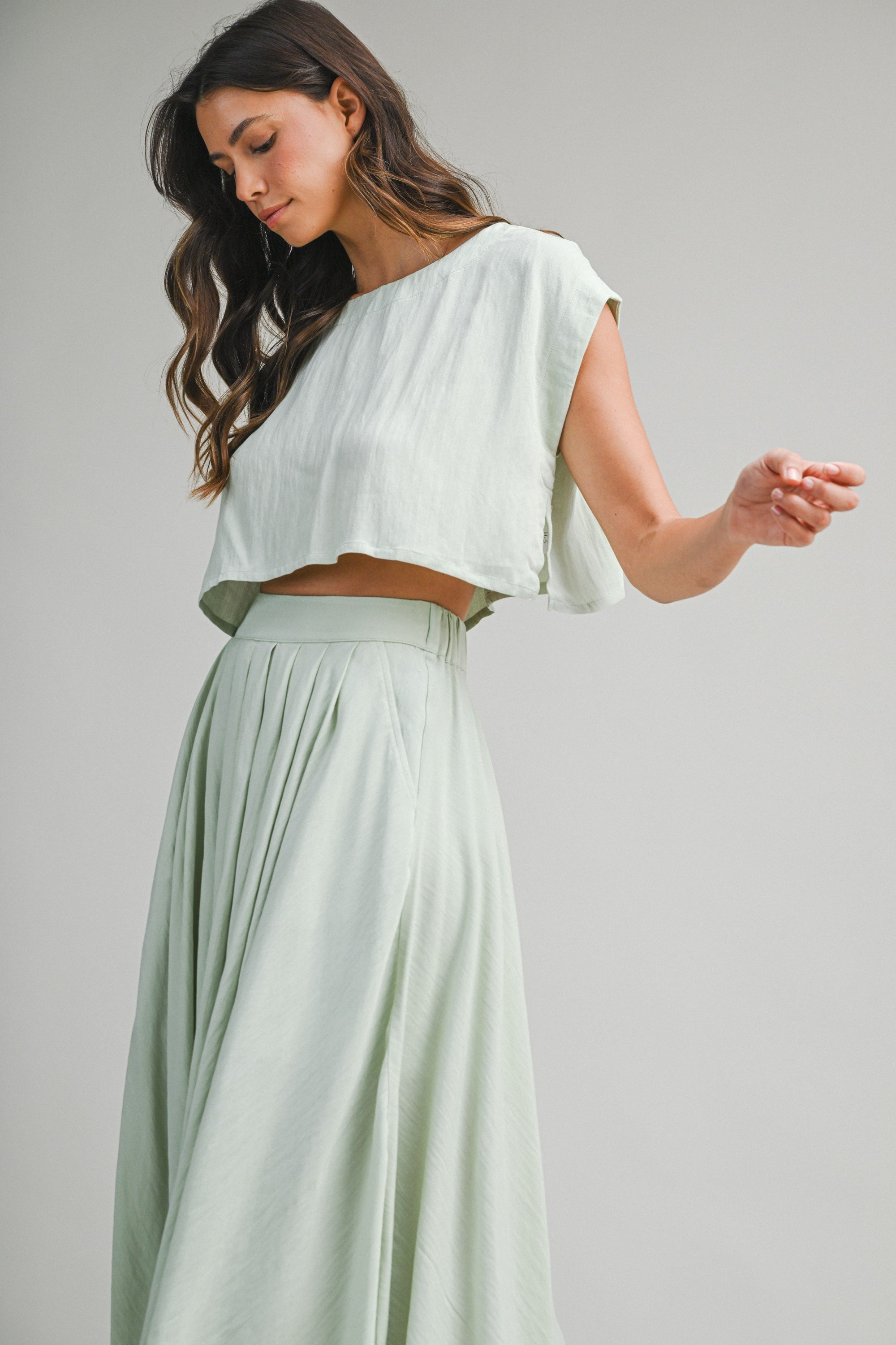 Crop Top And Midi Skirt Set