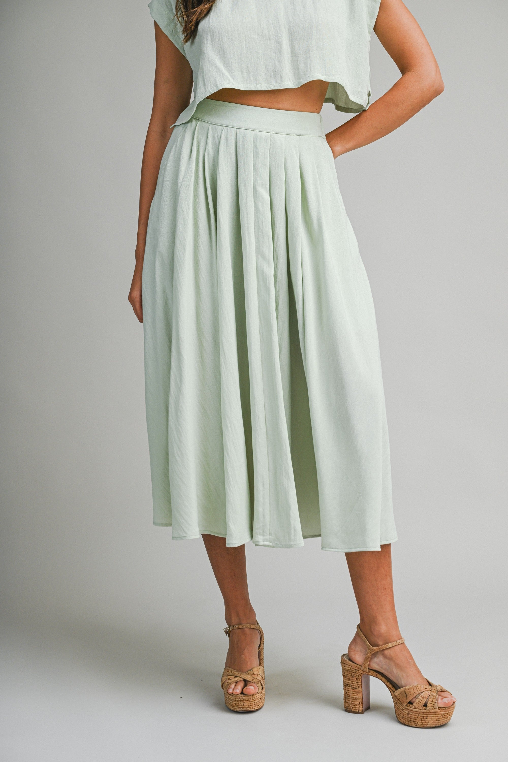 Crop Top And Midi Skirt Set