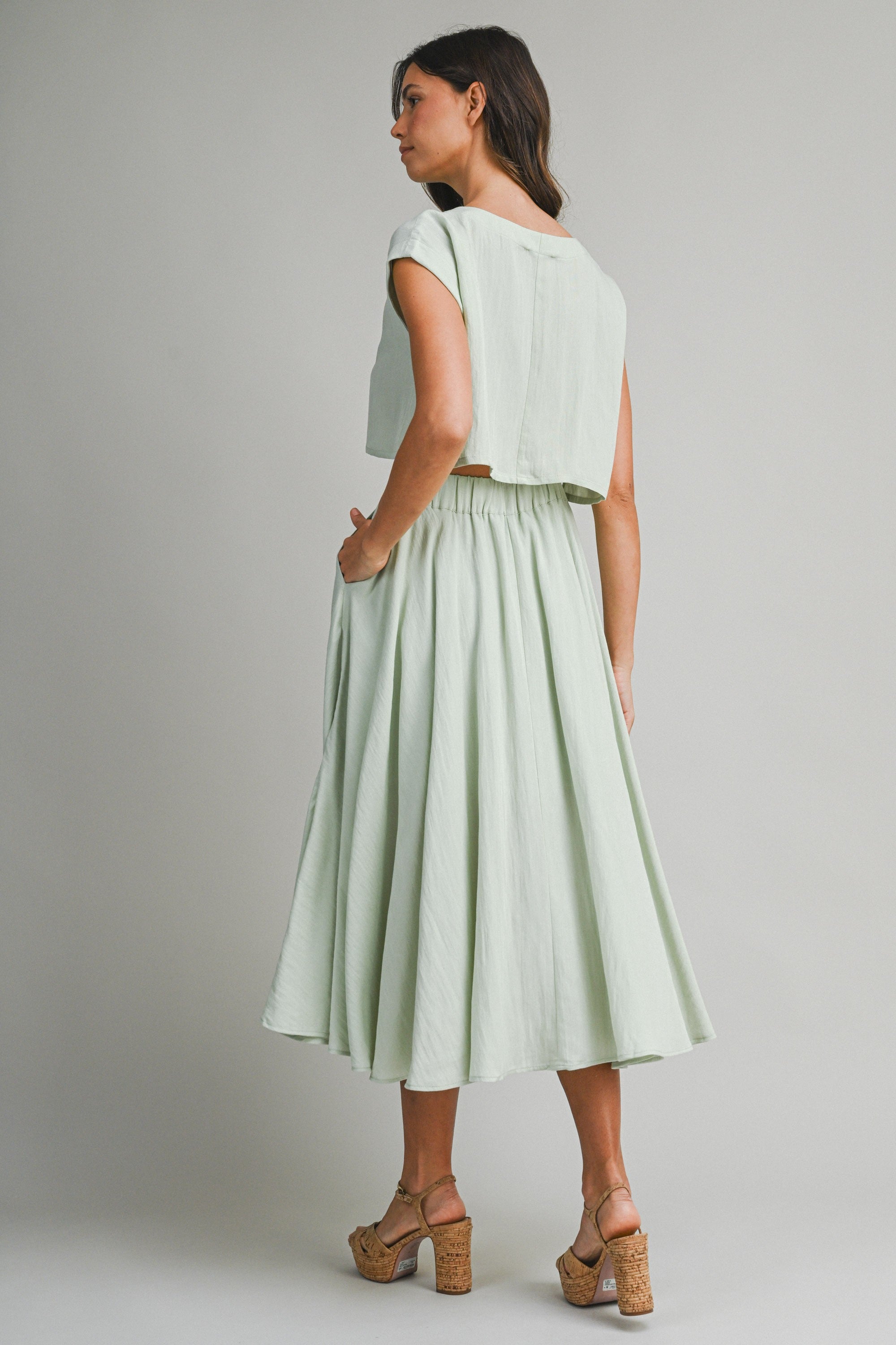 Crop Top And Midi Skirt Set