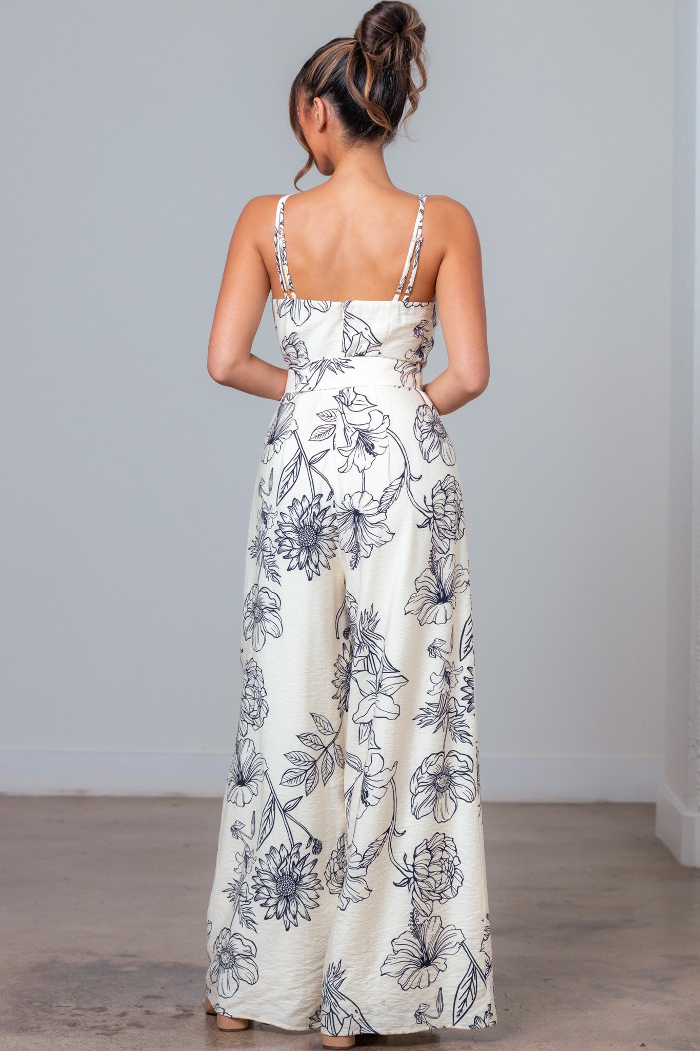 Thin Shoulder Strap Belted Jumpsuit