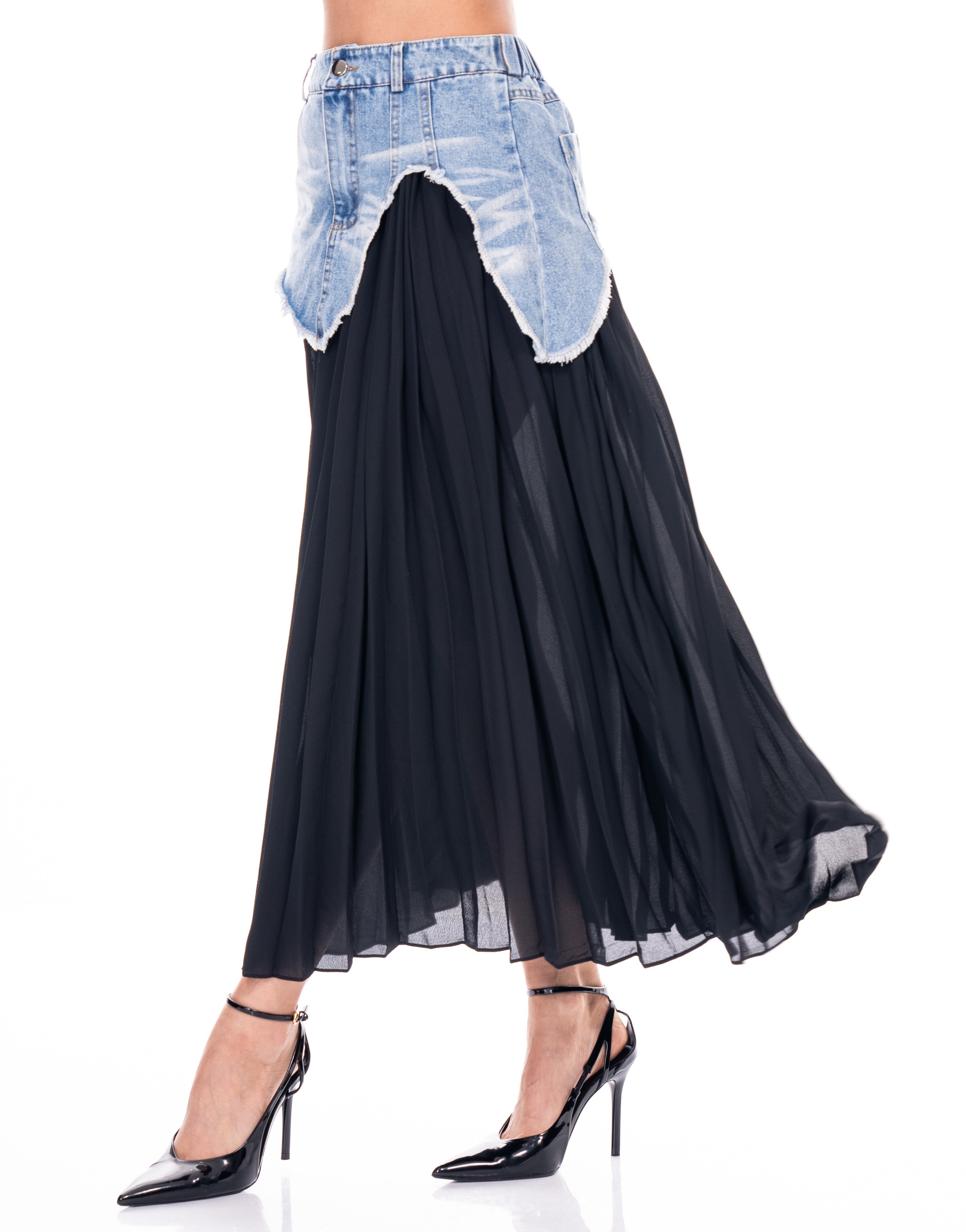 Denim Contrast Skirt