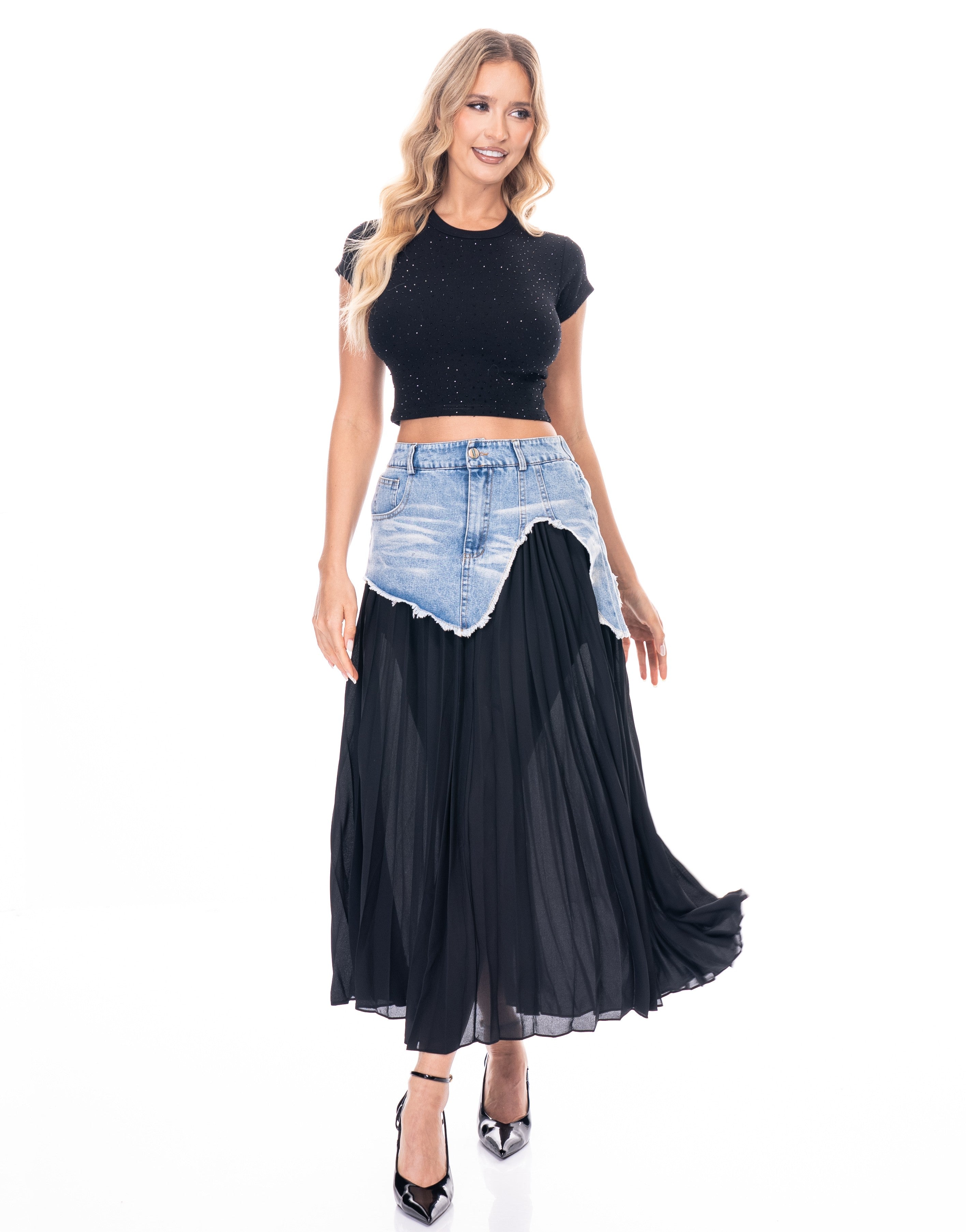Denim Contrast Skirt