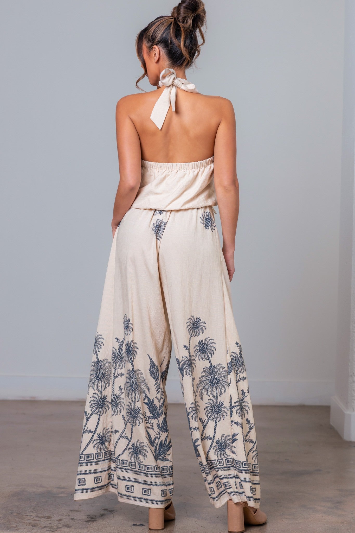 Halter Top And Front Tie Pants Set