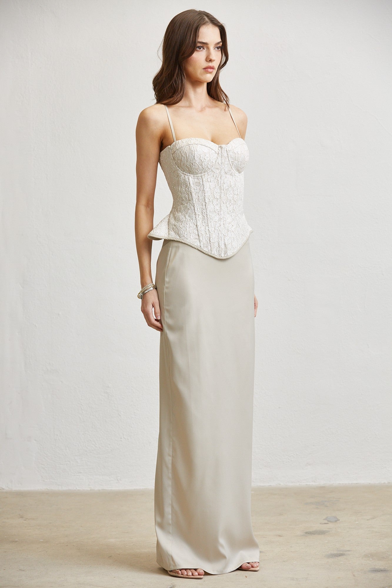 Glitter Sparkle Lace Corset 2-pc Set