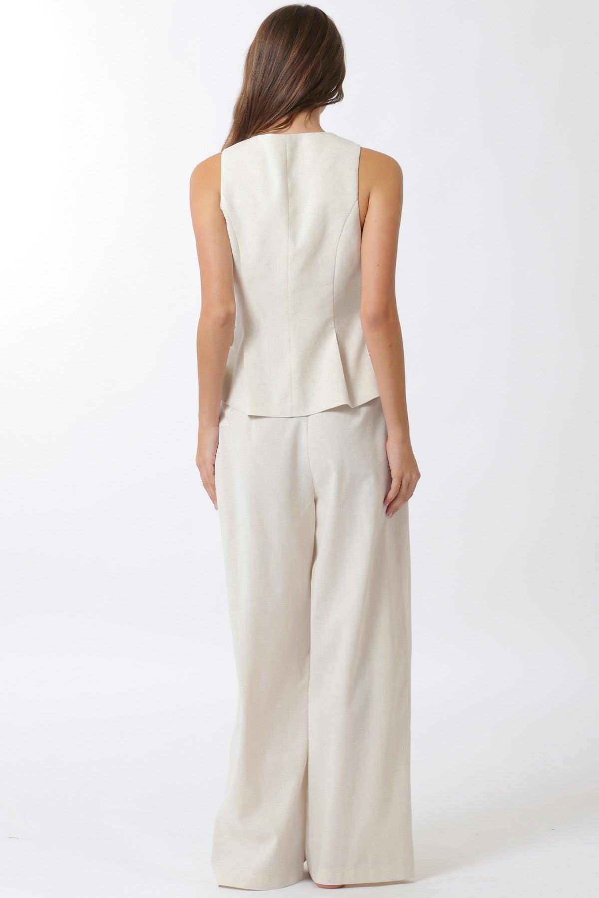 Sleeveless Cf Zip Detail Top & Long Pants Set