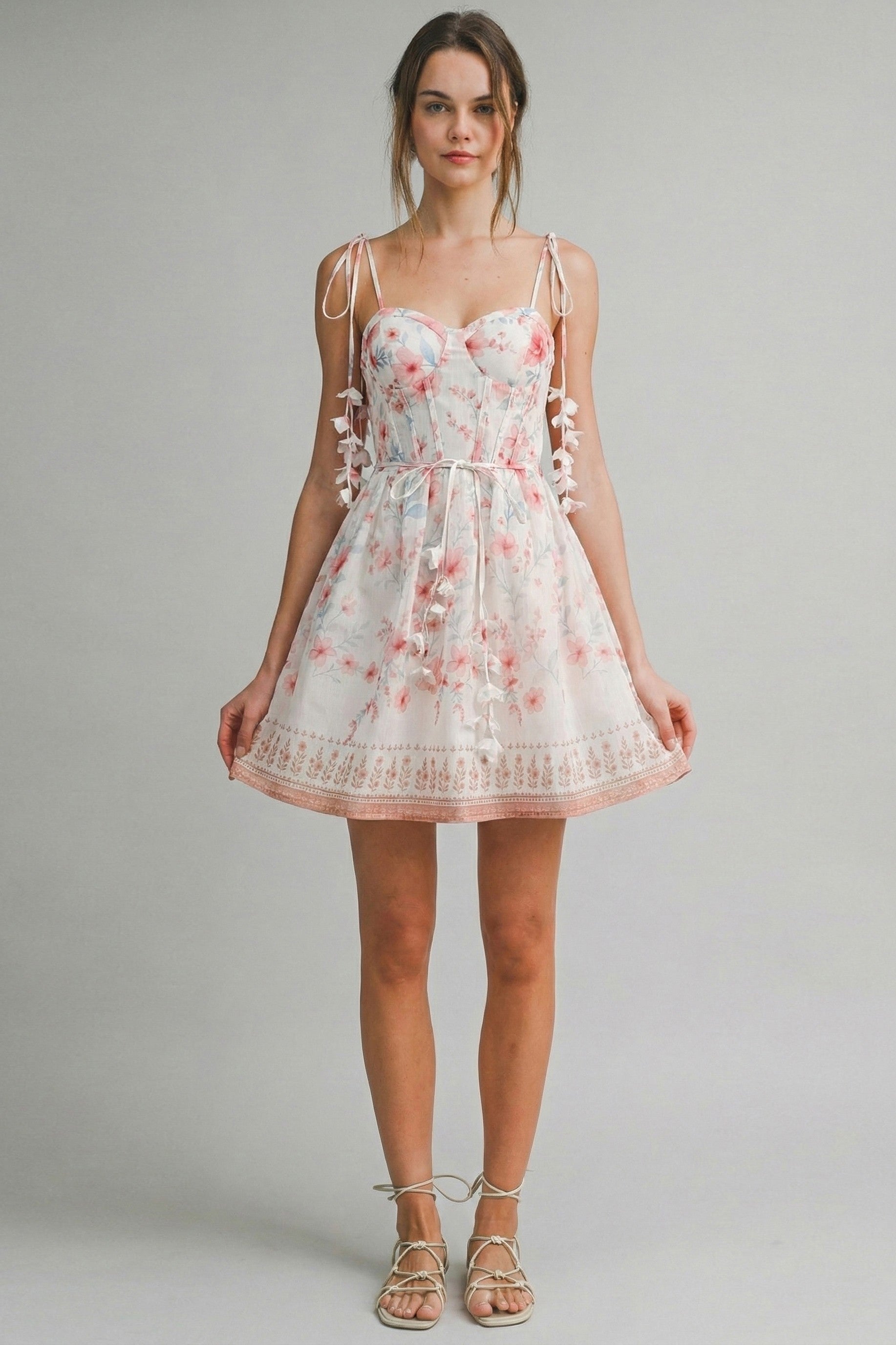 Floral Tie-strap Smocked Back Mini Dress