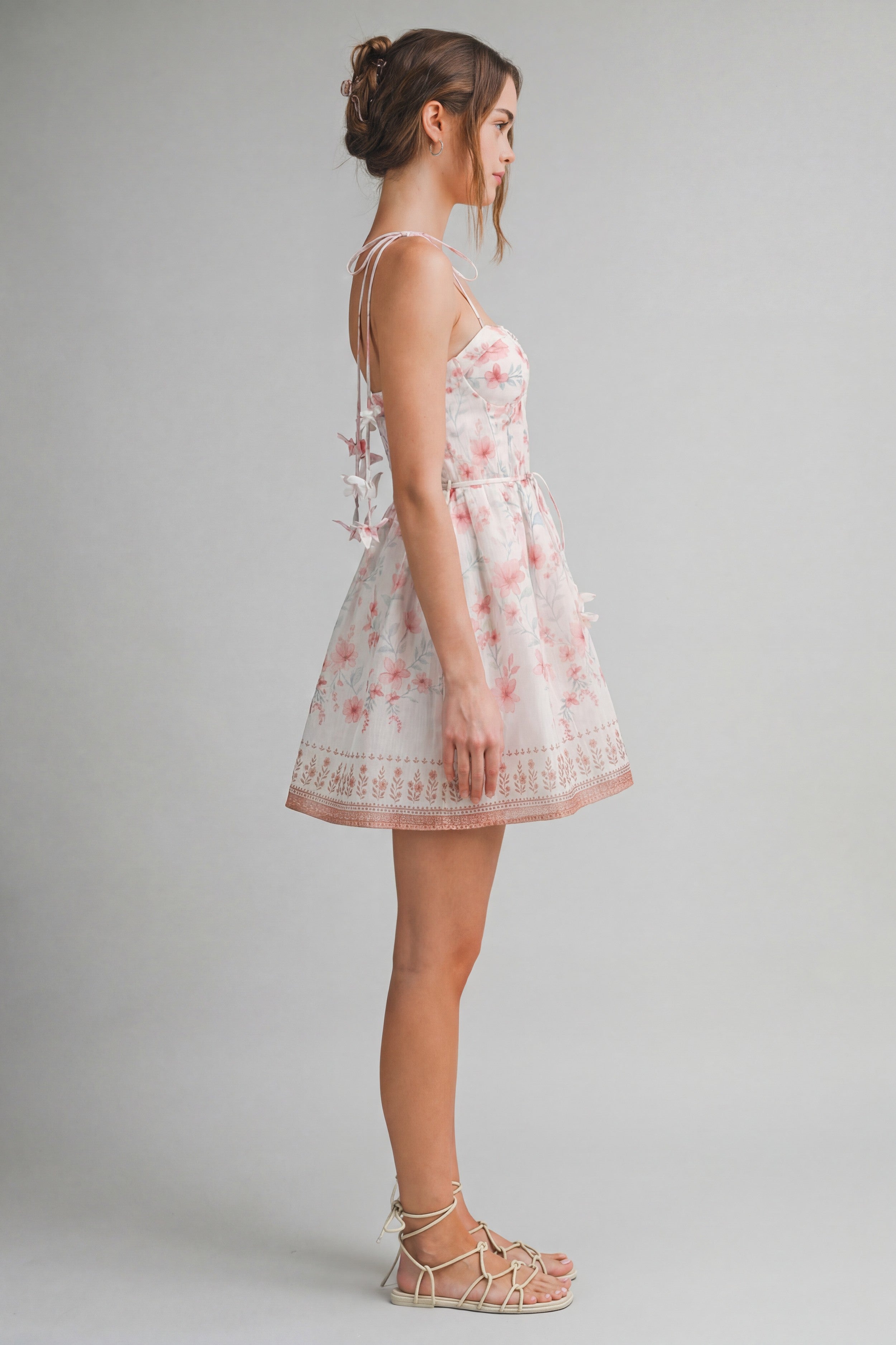 Floral Tie-strap Smocked Back Mini Dress