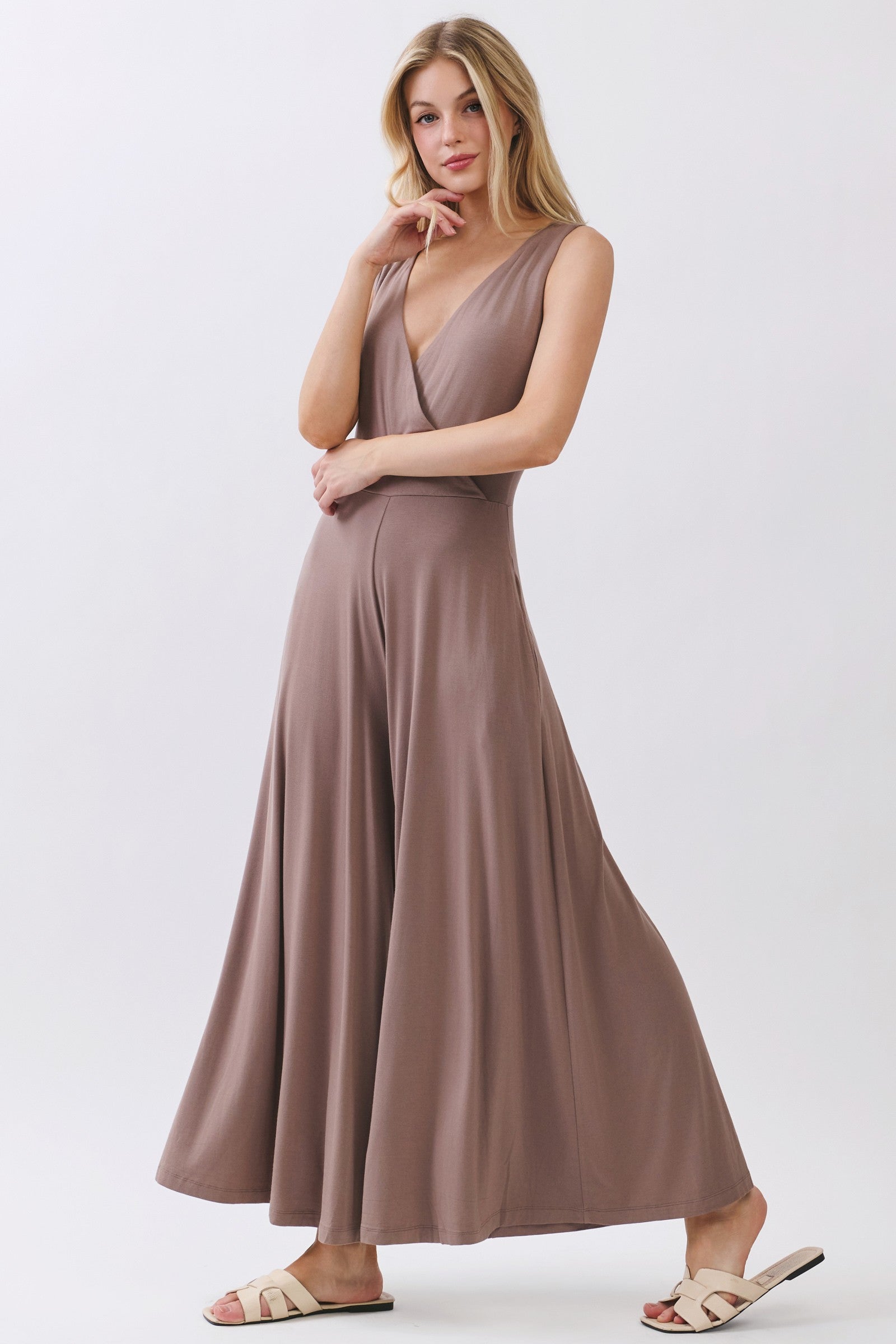 Surplice Sleeveless Jumpsuit
