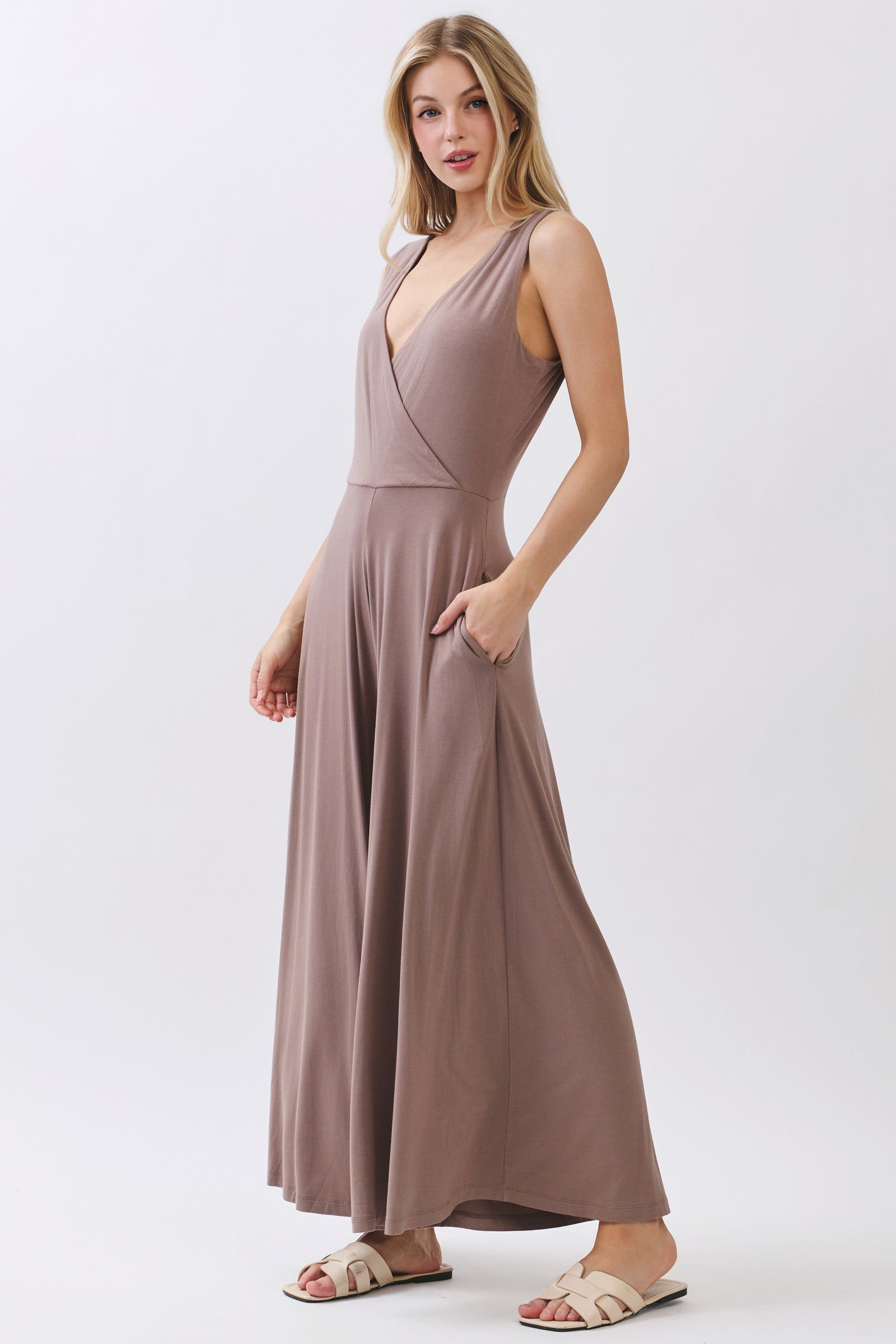 Surplice Sleeveless Jumpsuit