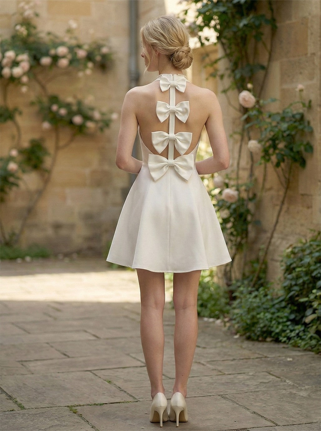 Mini Dress With Bow Details At Back
