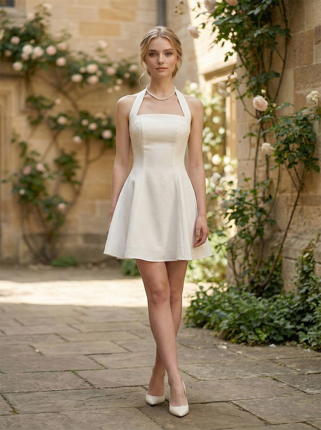 Mini Dress With Bow Details At Back