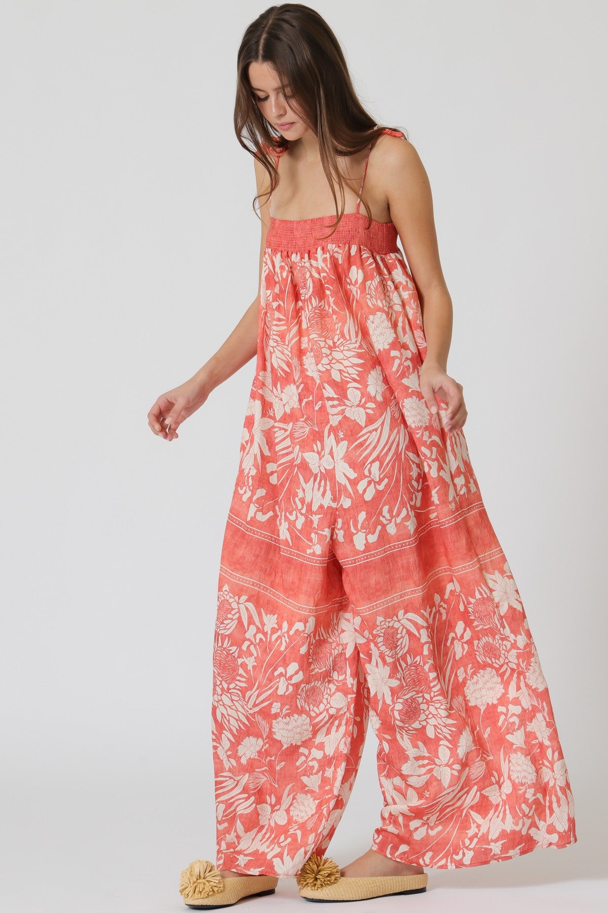 Adjustable Strap Elastic Chest Opening Jumpsuit
