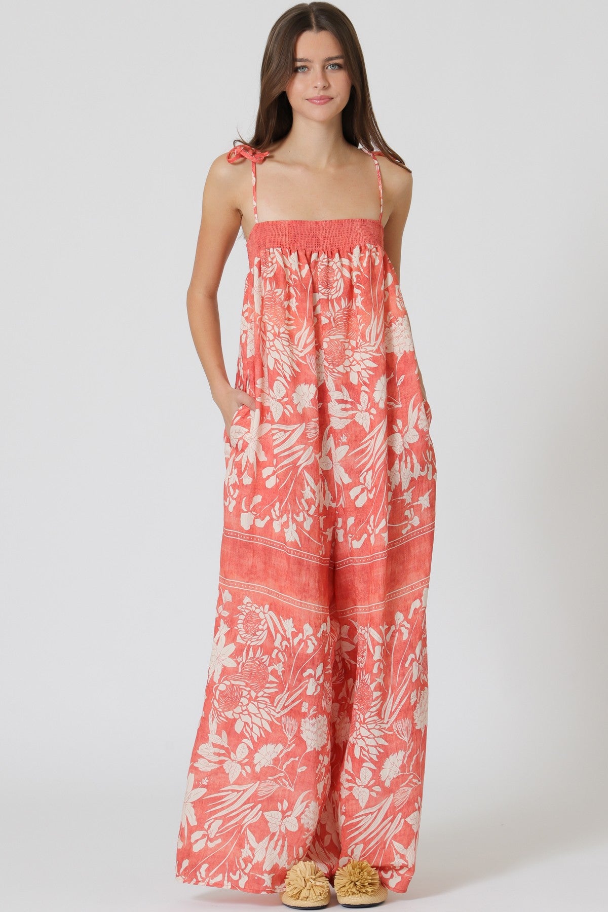 Adjustable Strap Elastic Chest Opening Jumpsuit