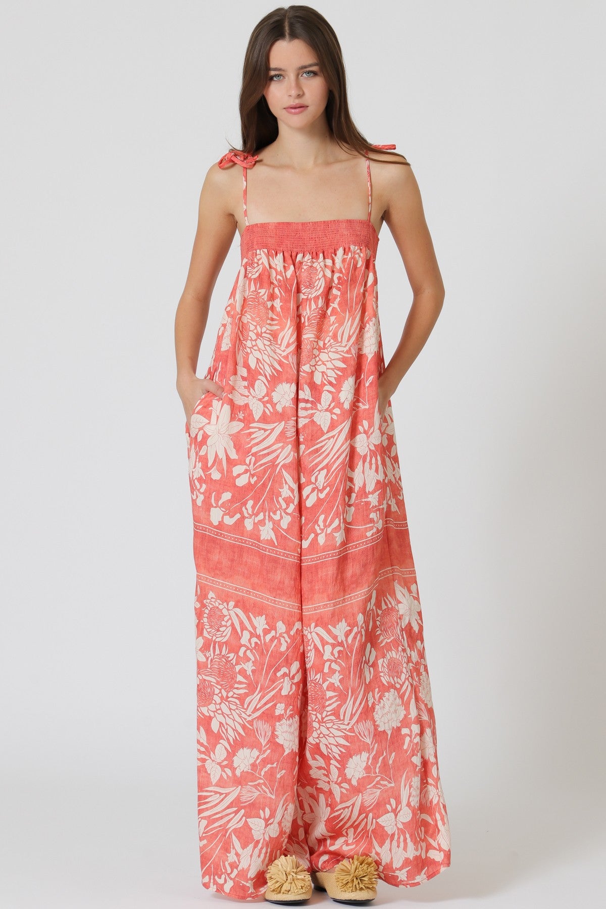 Adjustable Strap Elastic Chest Opening Jumpsuit