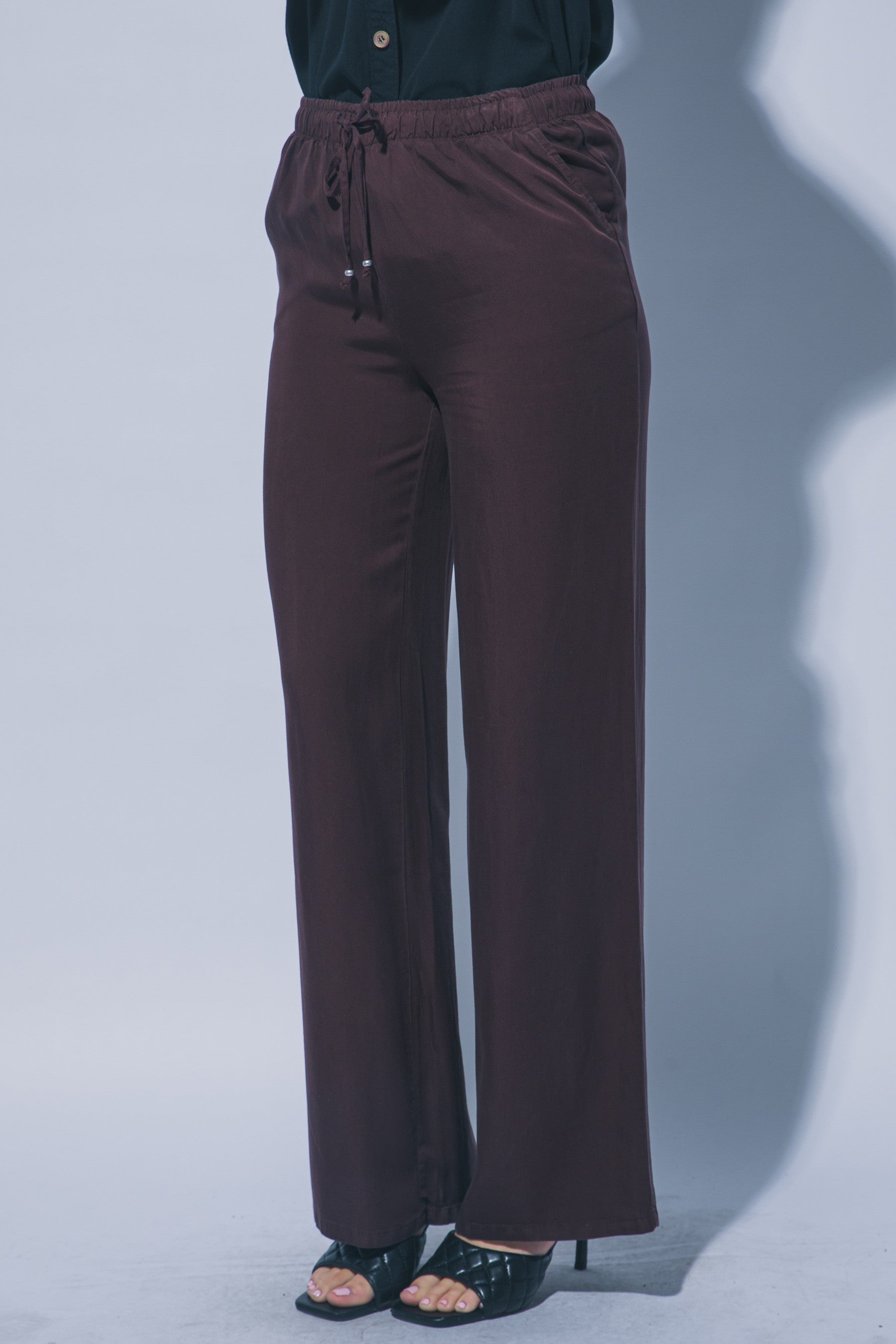 Wide-leg Chambray Pants