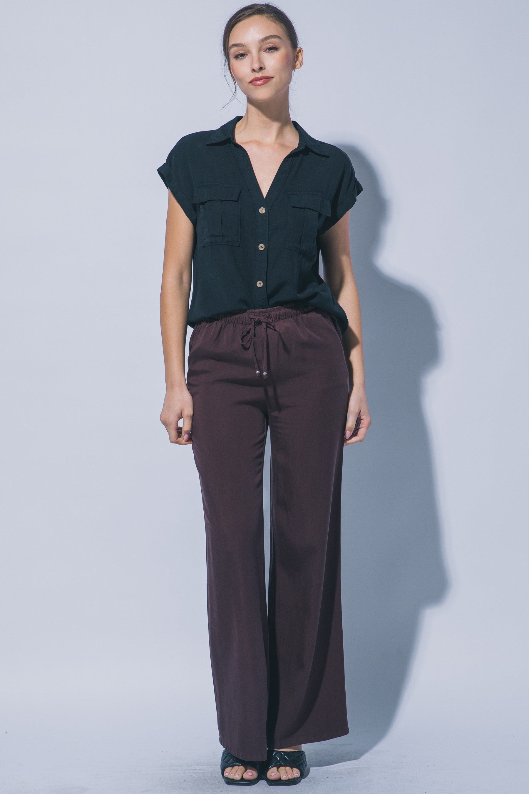 Wide-leg Chambray Pants