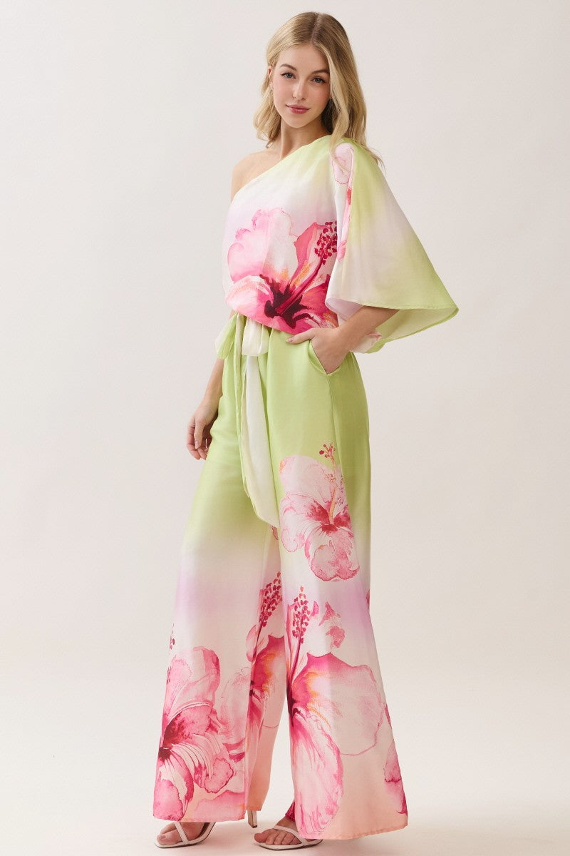 Blush Garden One-Shoulder Jumpsuit