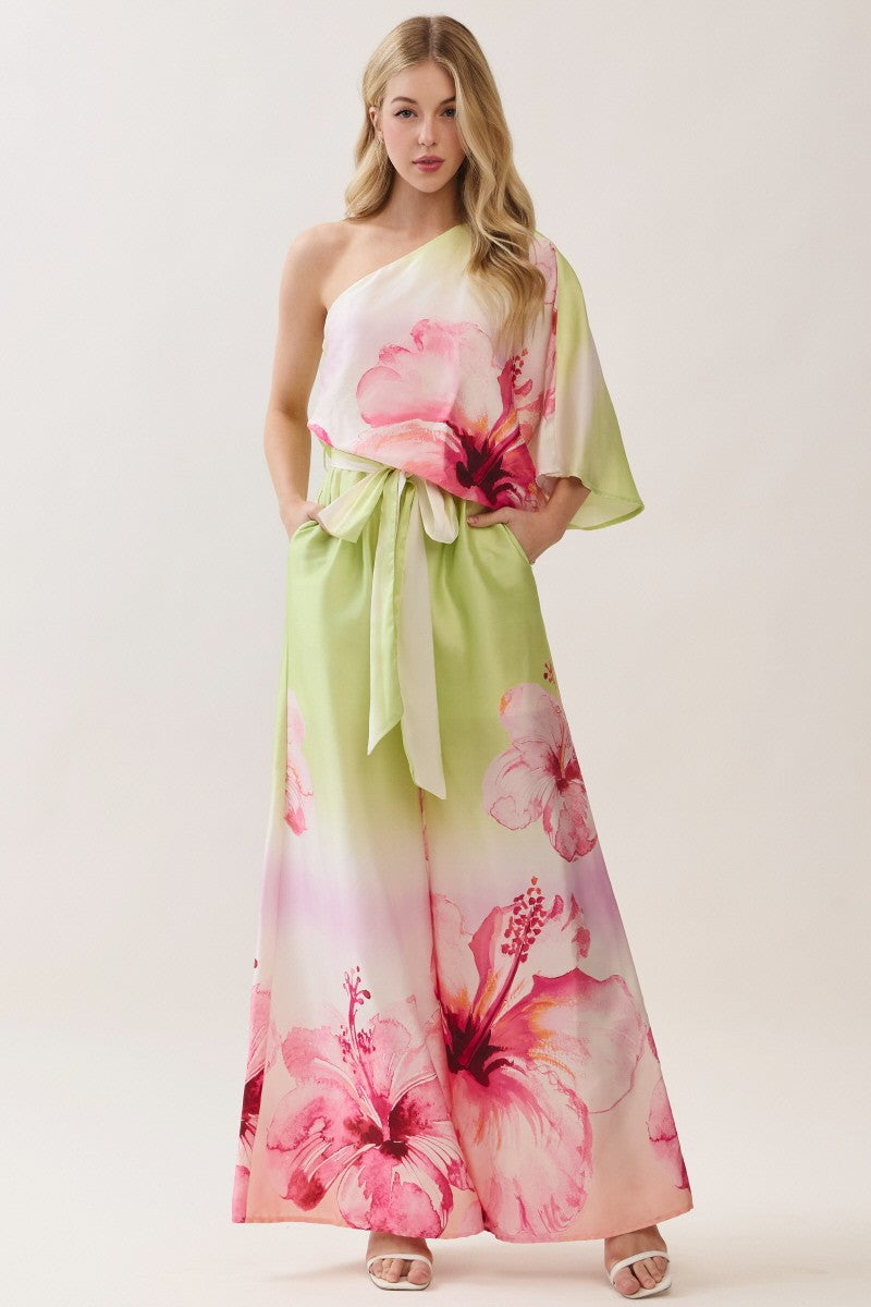 Blush Garden One-Shoulder Jumpsuit
