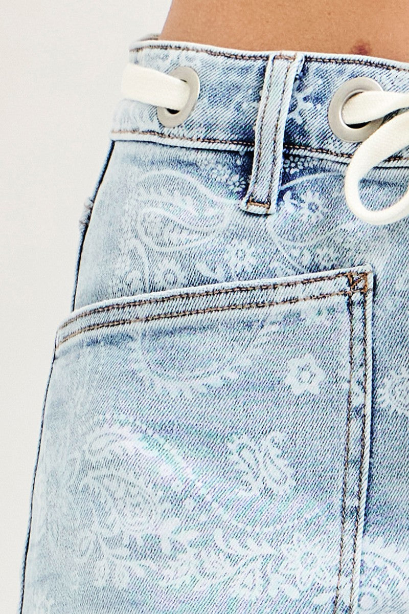 Slouchy Paisley Print Patch Pocket Shorts