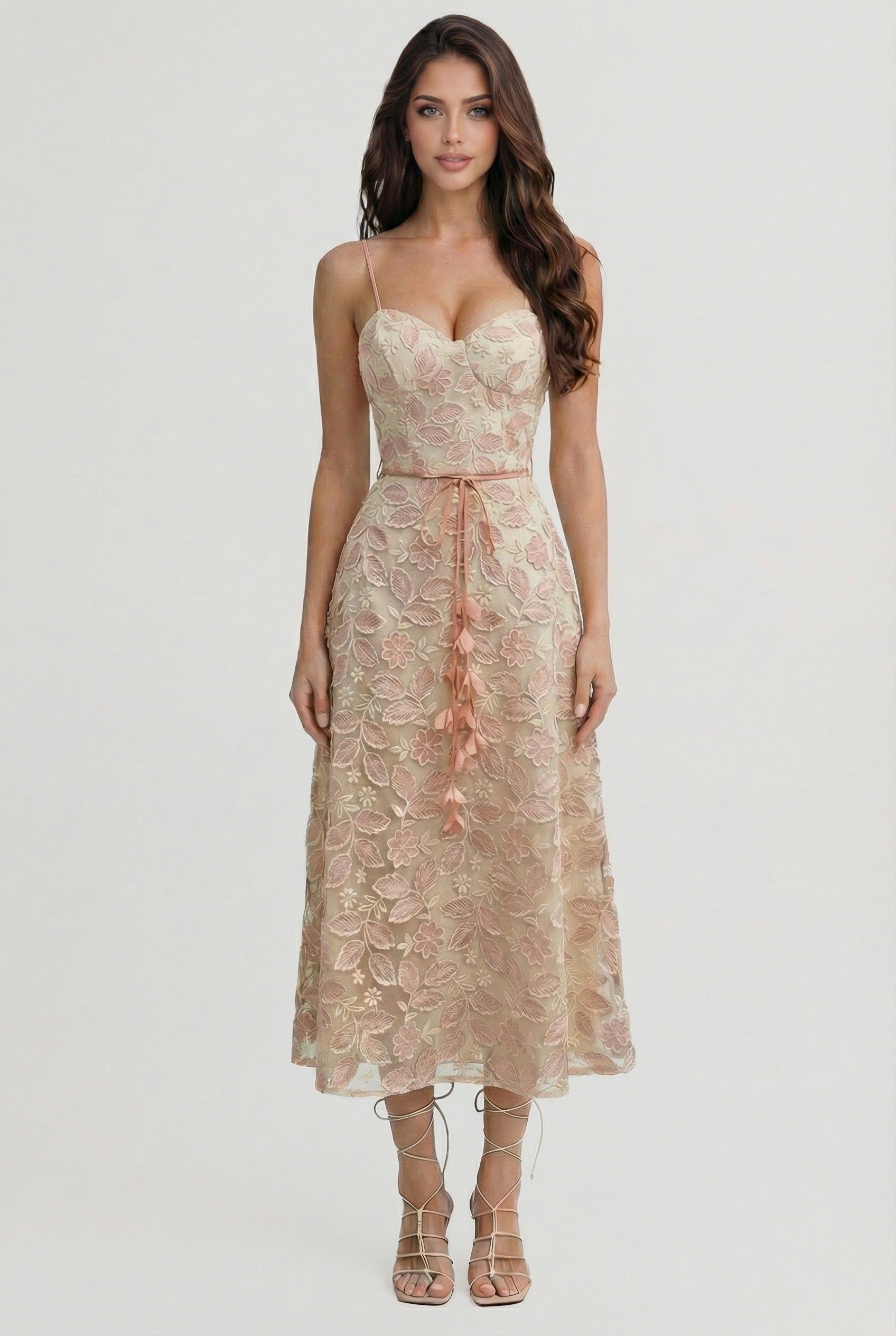 Floral Embroidered Midi Dress
