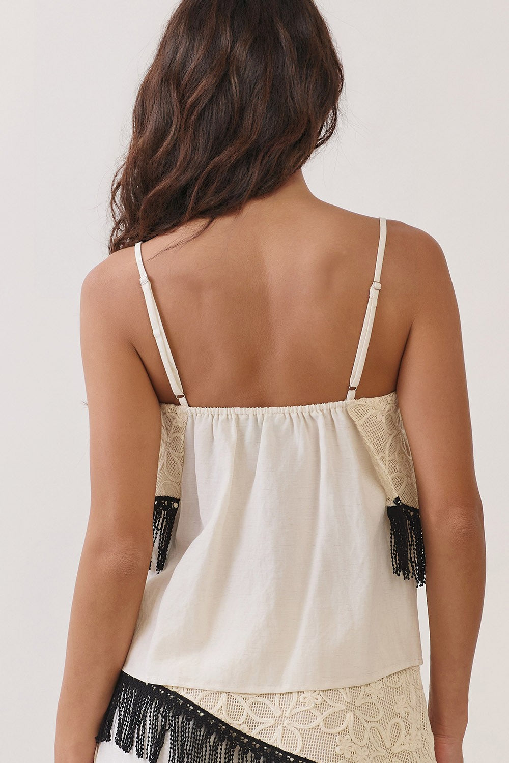 Lace Fringe Detail Top & Wide Leg Pants Set