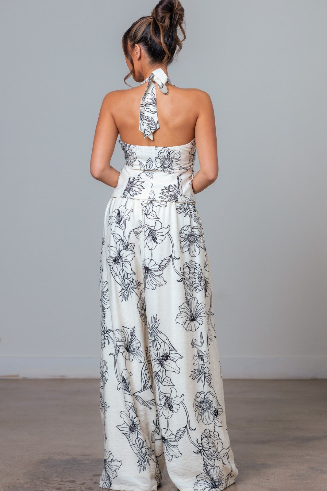 Halter Button Down Vest And Pants Set