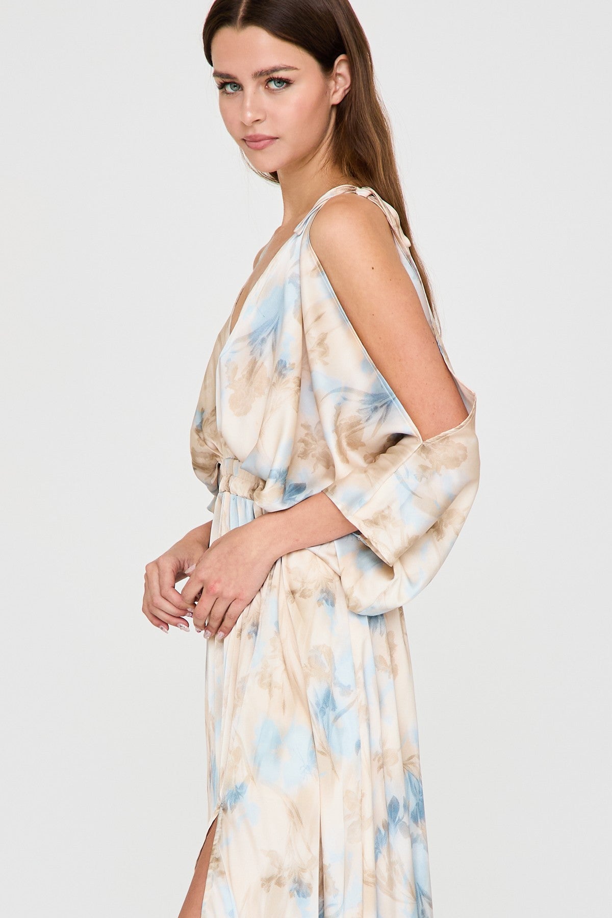 Kimono Cold Shoulder Maxi Dress