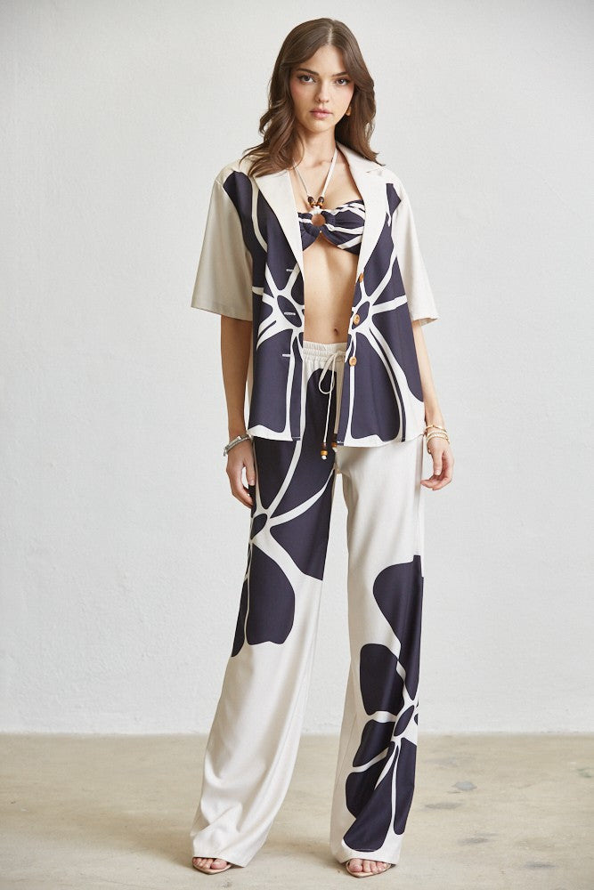 Floral Knot Top Pant 3-pc Set