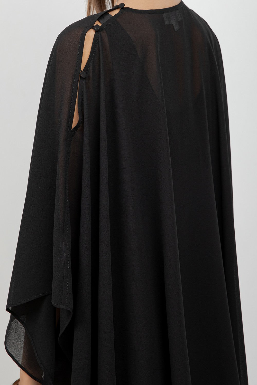 Sheer Chiffon Asymmetrical Pullover Cape