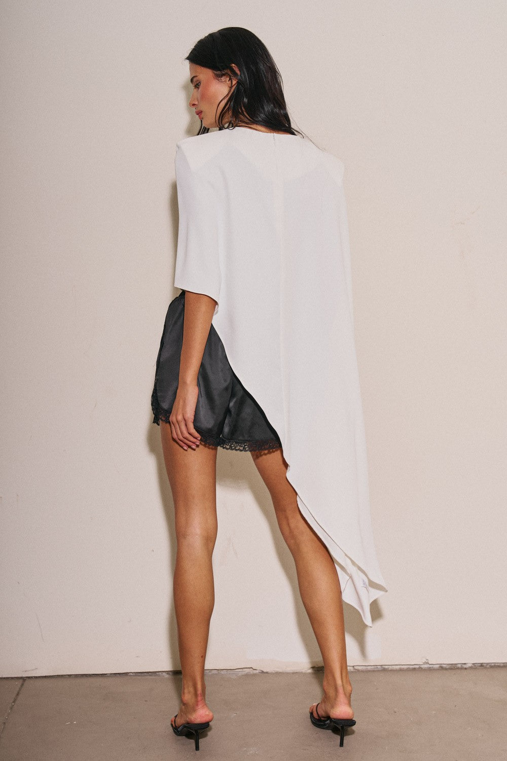 Ladies Woven Oversized Asymmetrical Cape Top