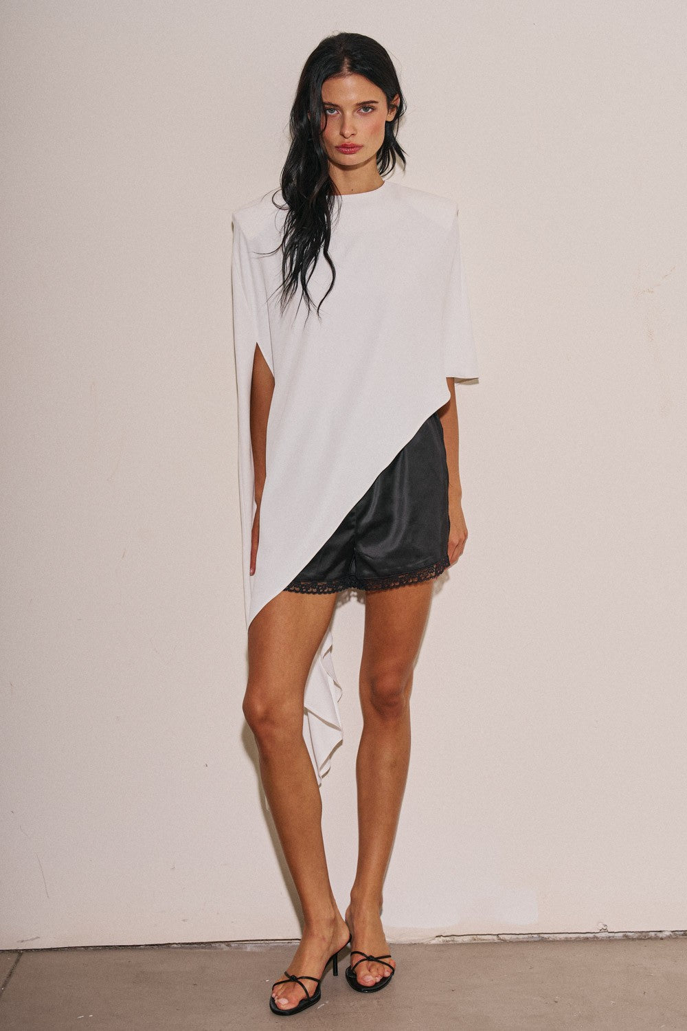 Ladies Woven Oversized Asymmetrical Cape Top